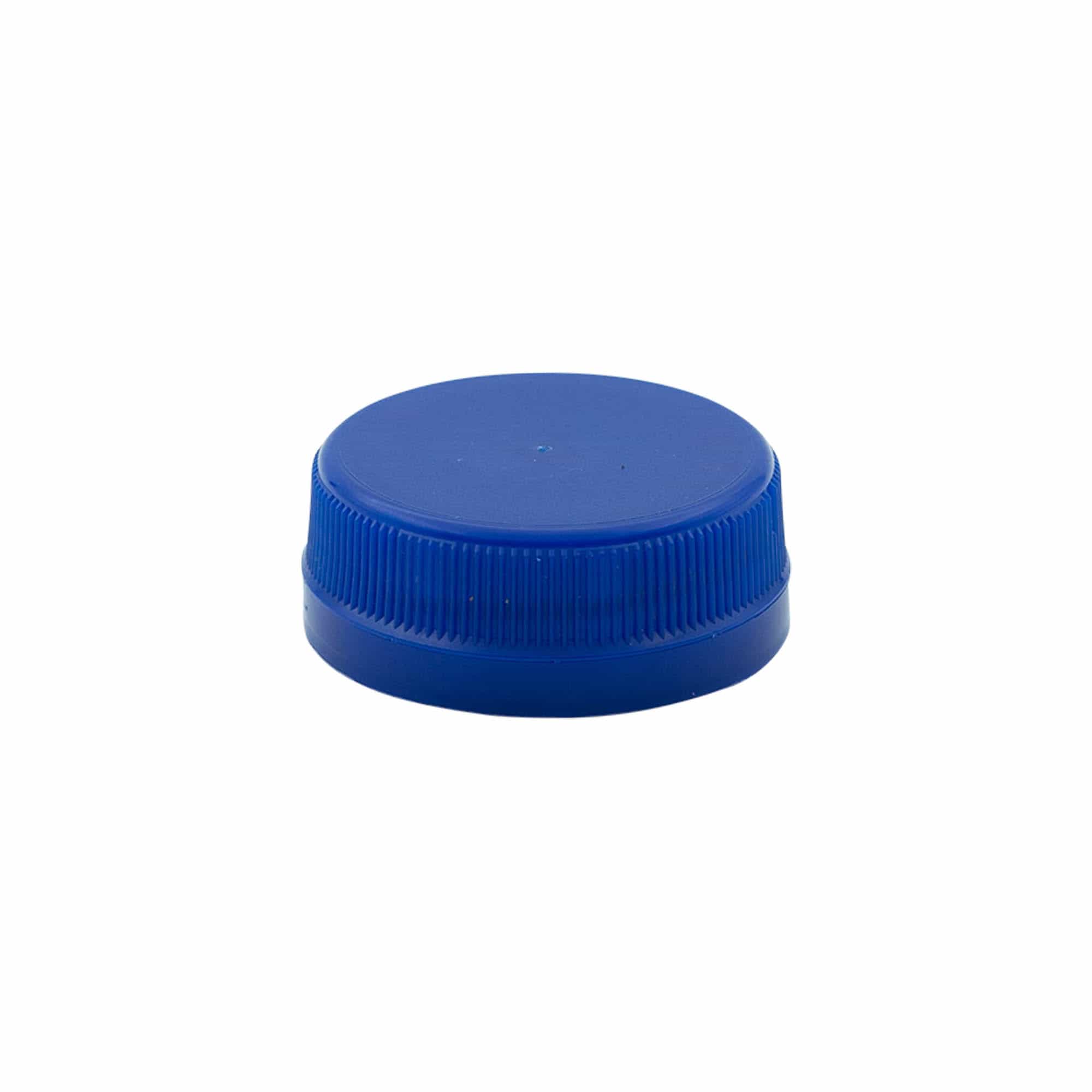 Capac cu filet dublu, plastic PE, albastru, pentru gura: PET 38 mm