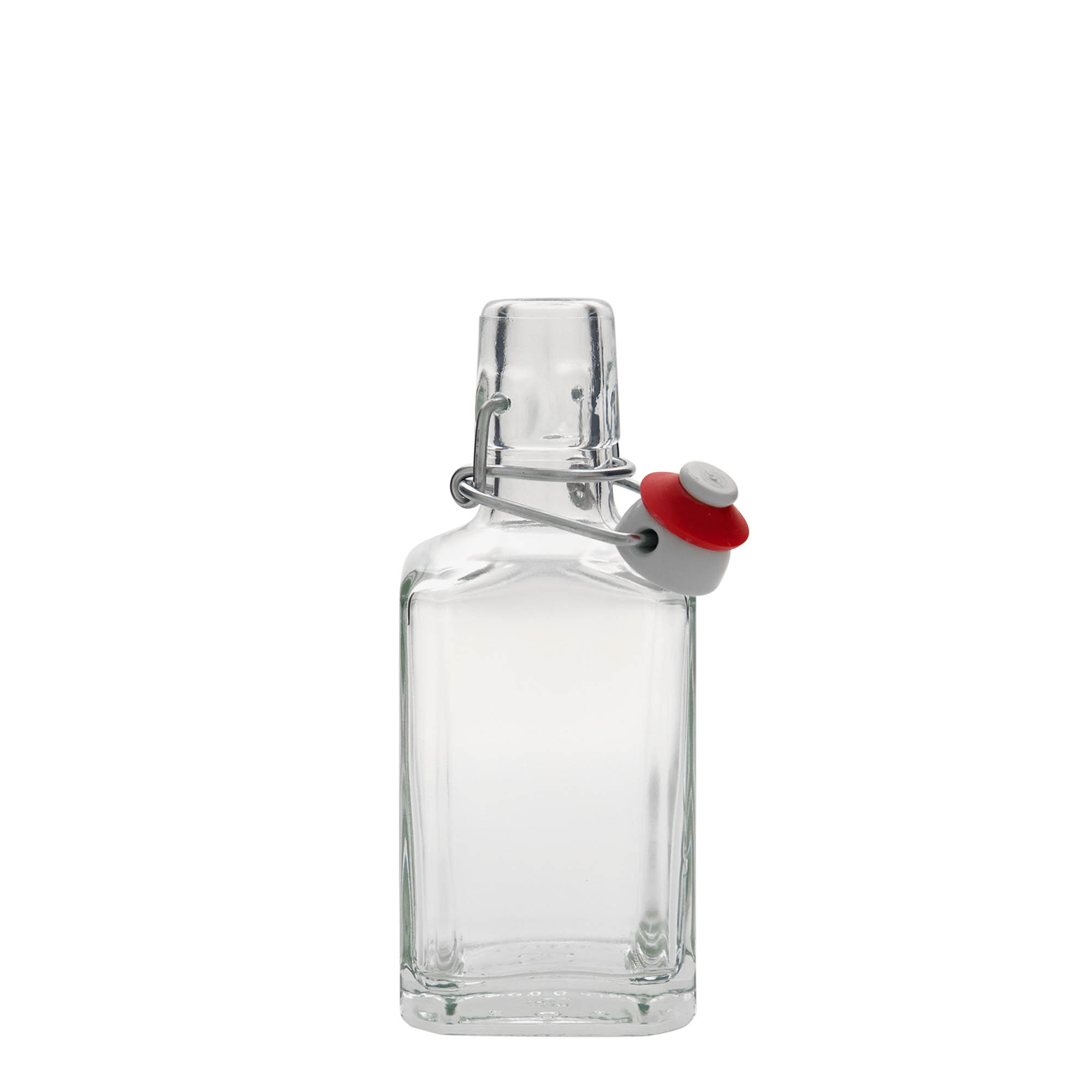 Sticlă de sticlă de 250 ml „Rialto”, pătrată, gura: închidere cu clemă