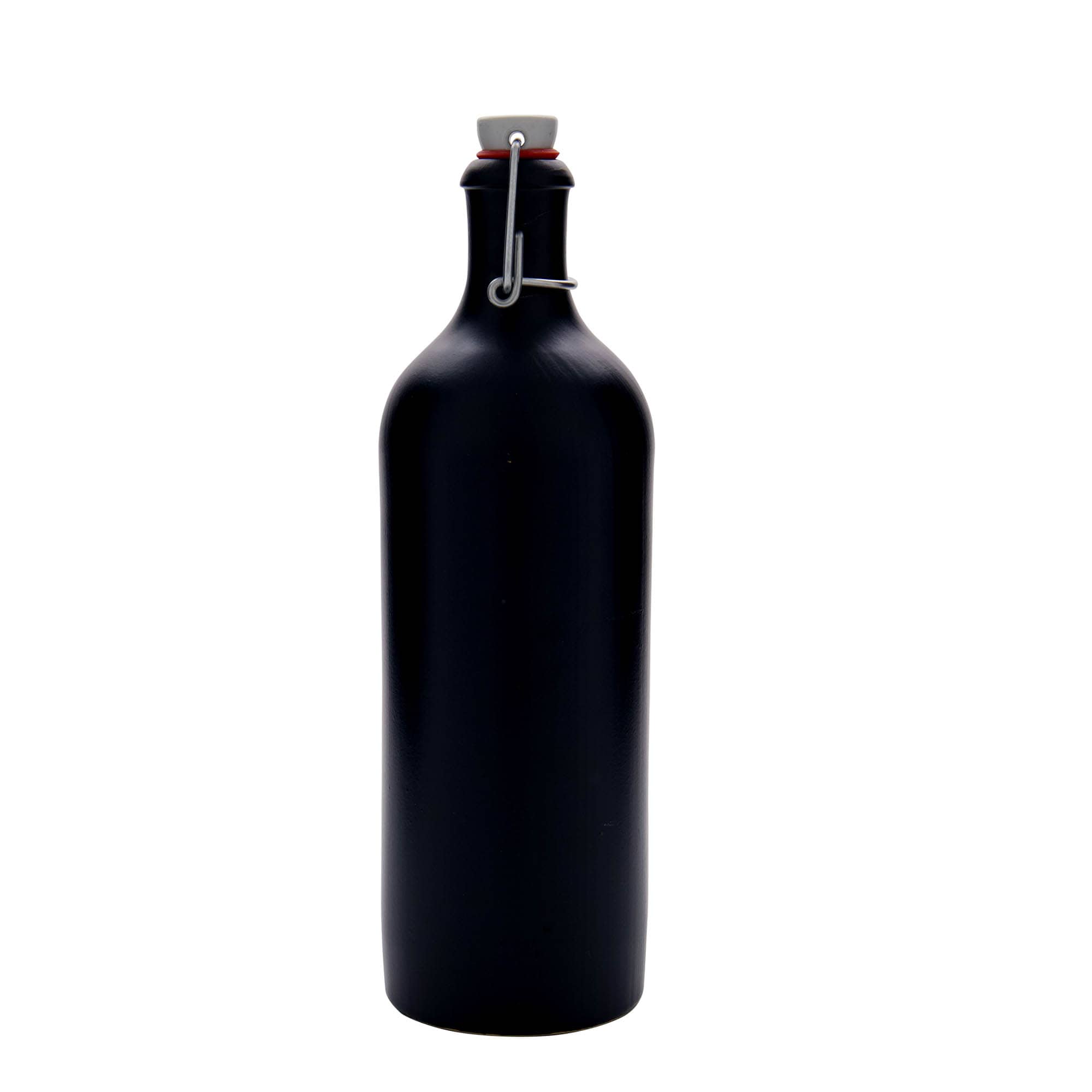 750 ml ulcior de ceramică, negru, gură: închidere cu clemă