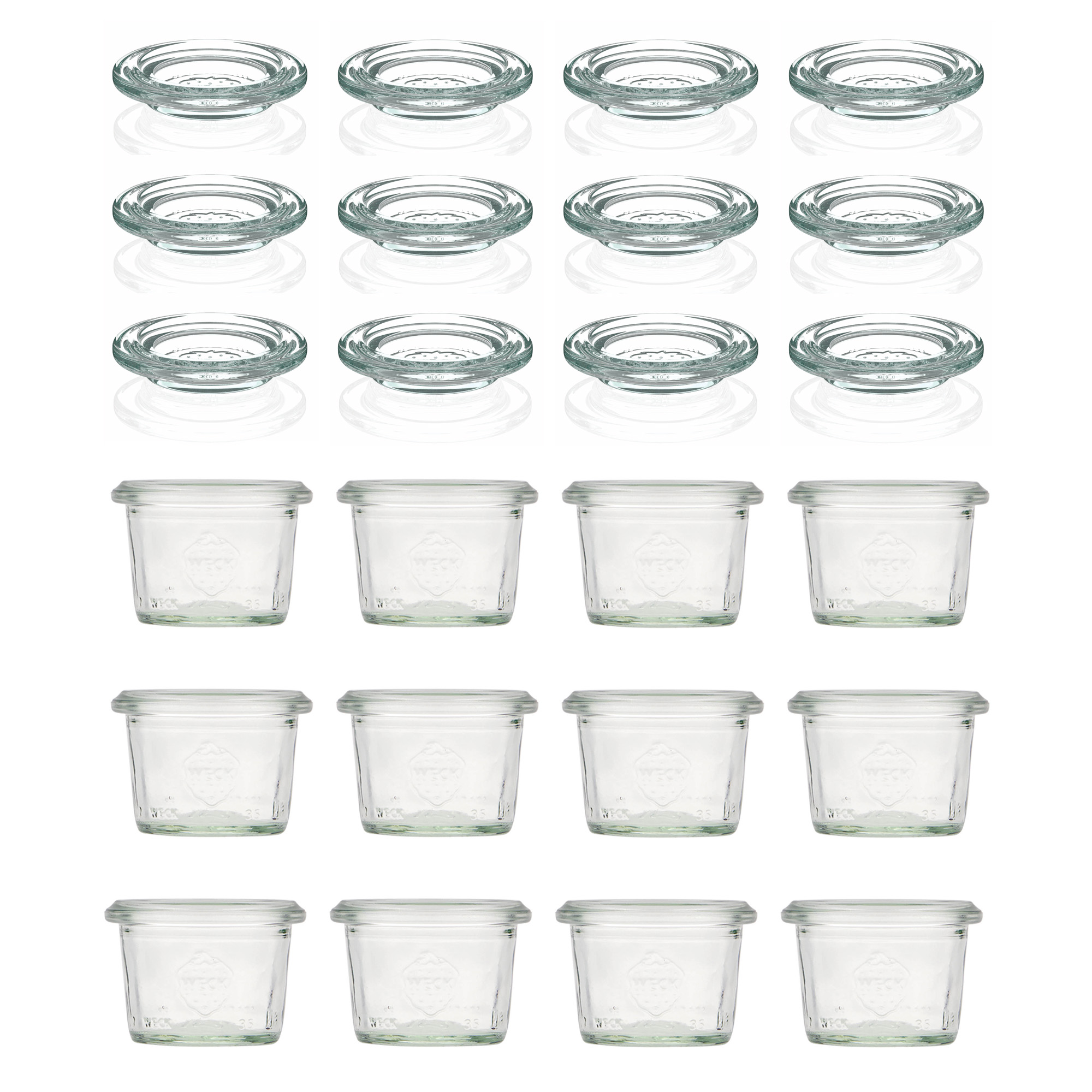 12x 35 ml borcan WECK cu gura largă cu capac de sticlă RR 40
