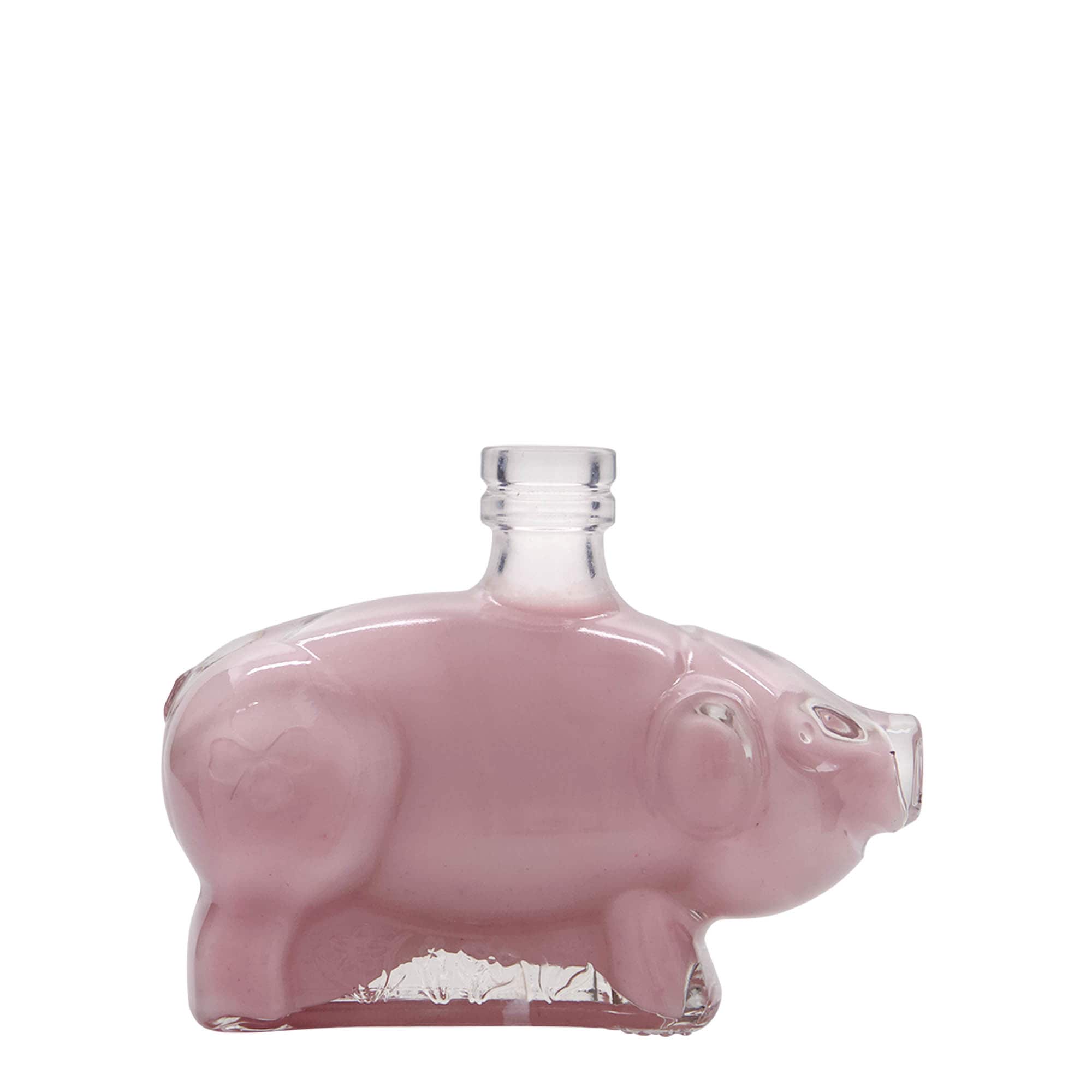 Sticlă de sticlă de 200 ml „Porcușor norocos”, gura: dop de plută
