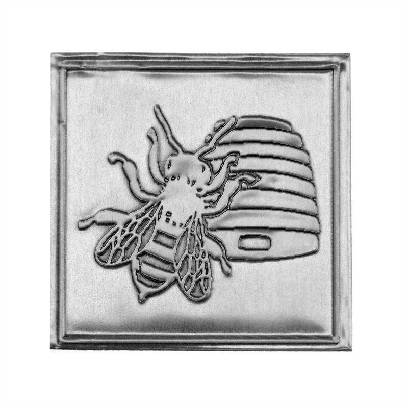 Etichetă pentru borcan „Miere”, pătrată, metal, argintiu
