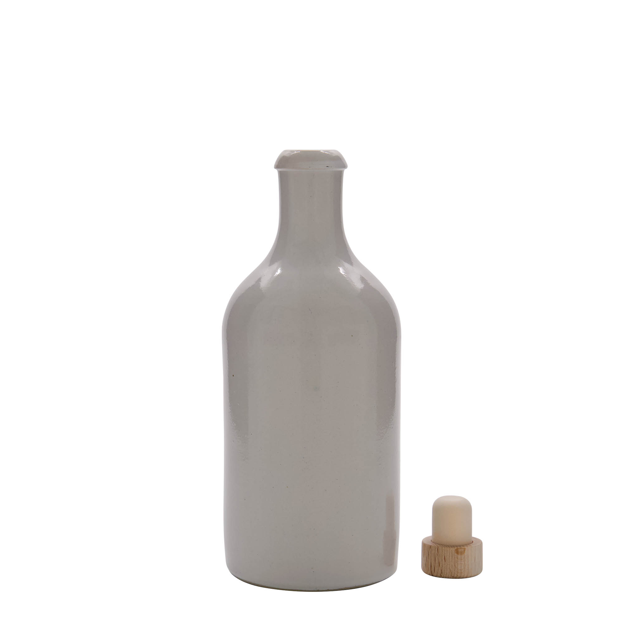 500 ml ulcior pentru lut, ceramică, alb, gură: dop de plută