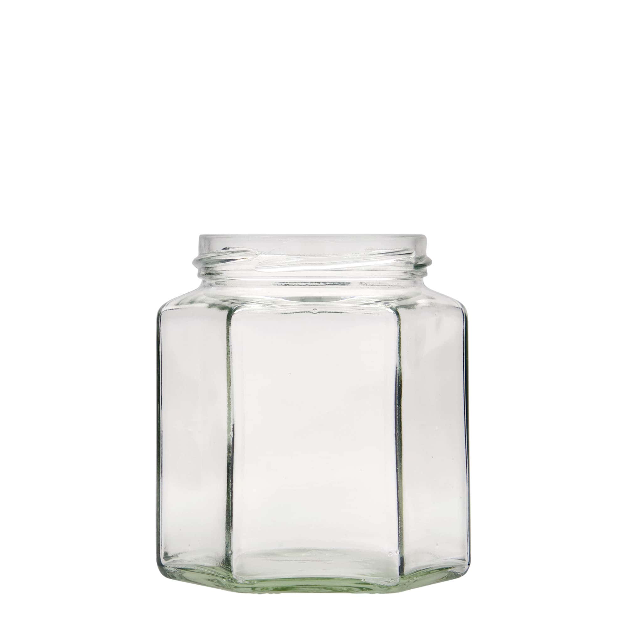 390 ml borcan hexagonal, gură: Twist-Off (TO 70)
