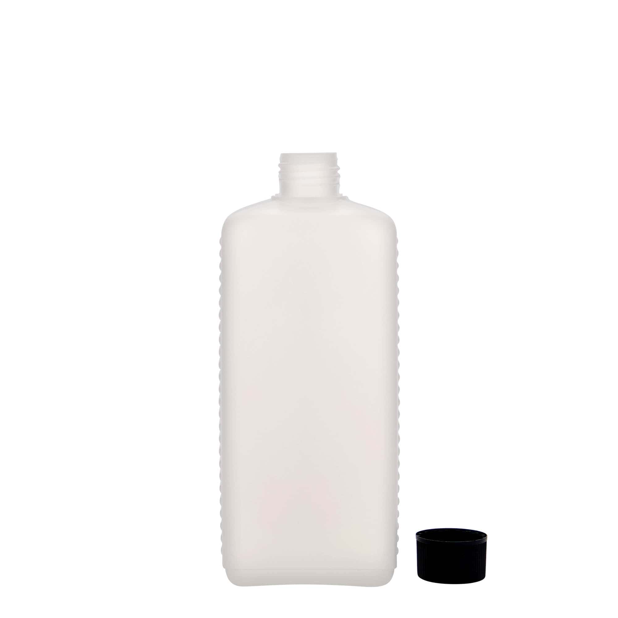 Bidon de 500 ml, dreptunghiular, plastic HDPE, natural, gura: DIN 25 EPE