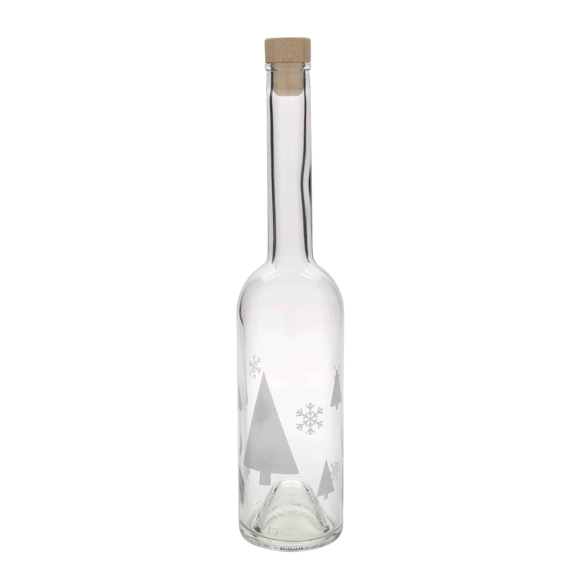 Sticlă de sticlă de 500 ml „Opera”, motiv: fulgi de zăpadă, gura: dop de plută
