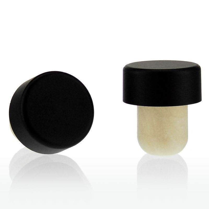 Dop cu mâner 19 mm, plastic, negru, pentru gură: dop din plută