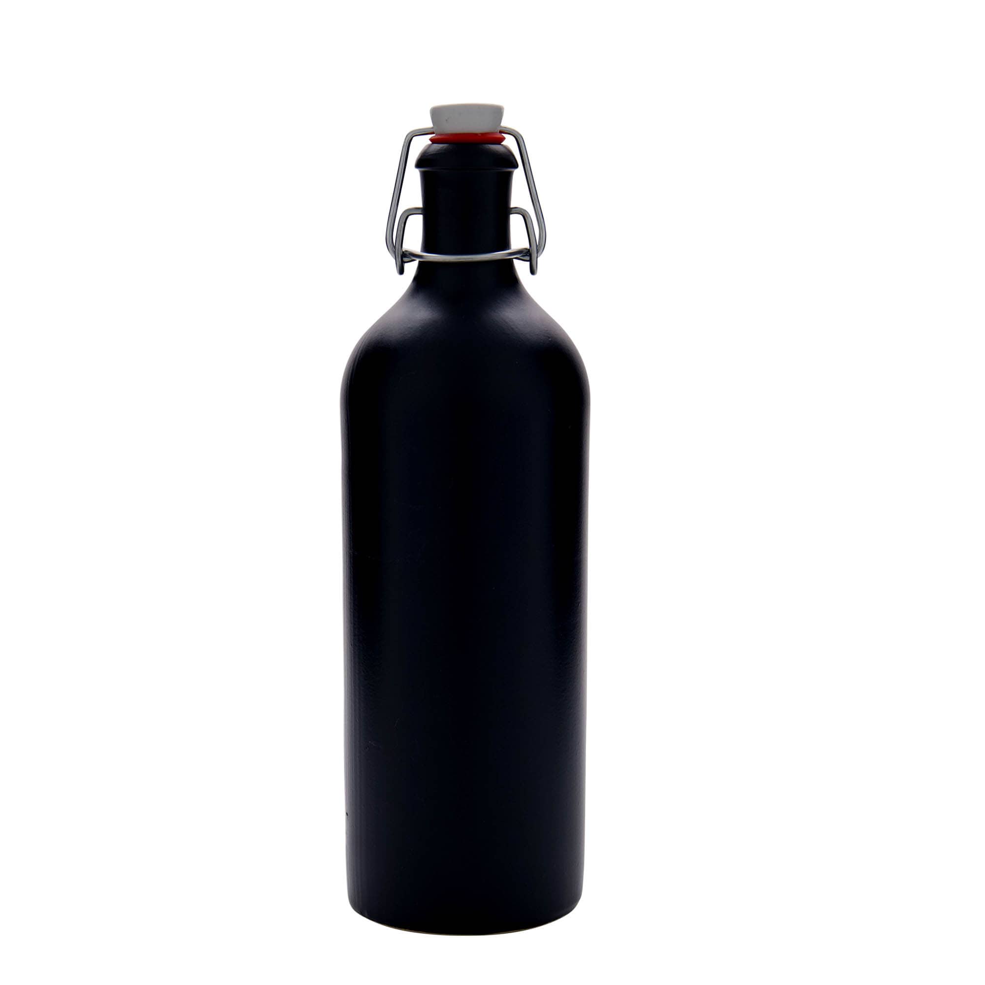 750 ml ulcior de ceramică, negru, gură: închidere cu clemă
