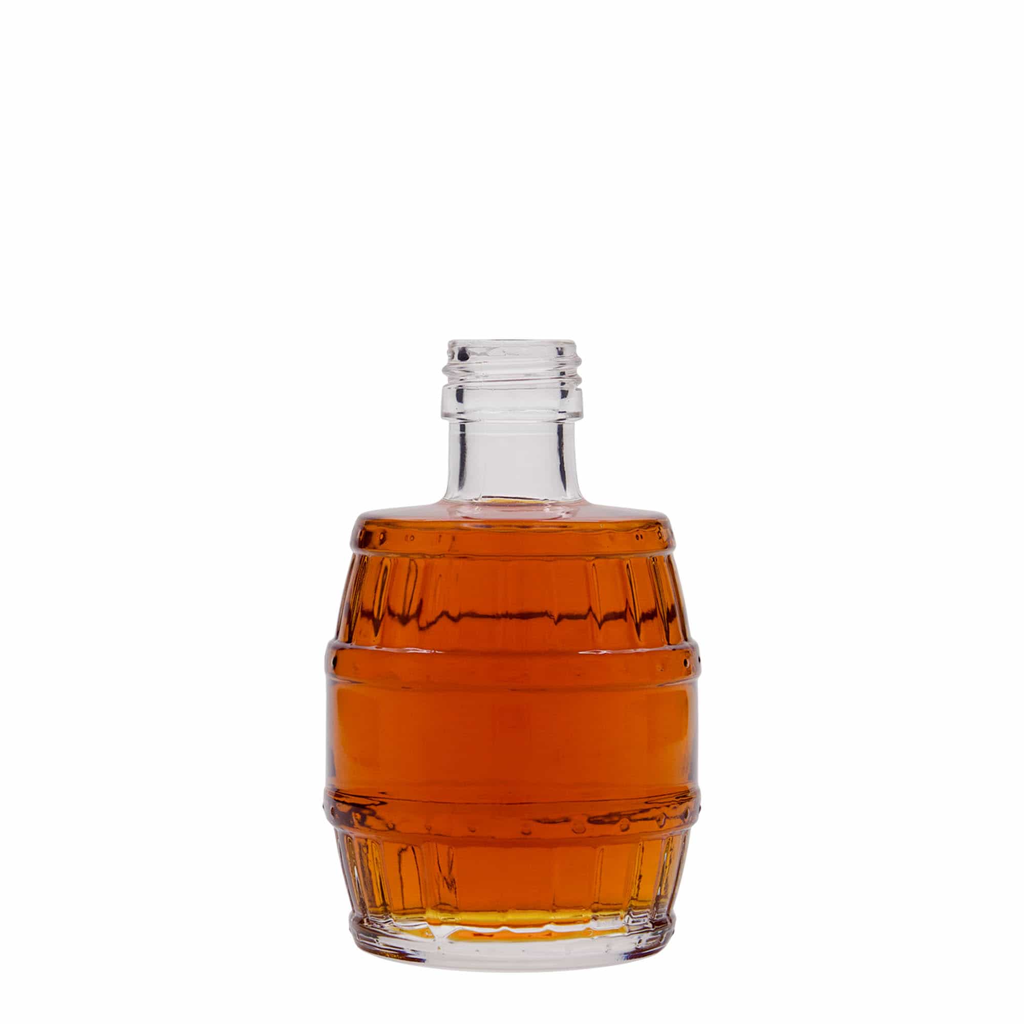 Sticlă de sticlă de 200 ml „butoi”, gura: PP 28 Sticlă de sticlă de 200 ml „butoi”, gura: PP 28