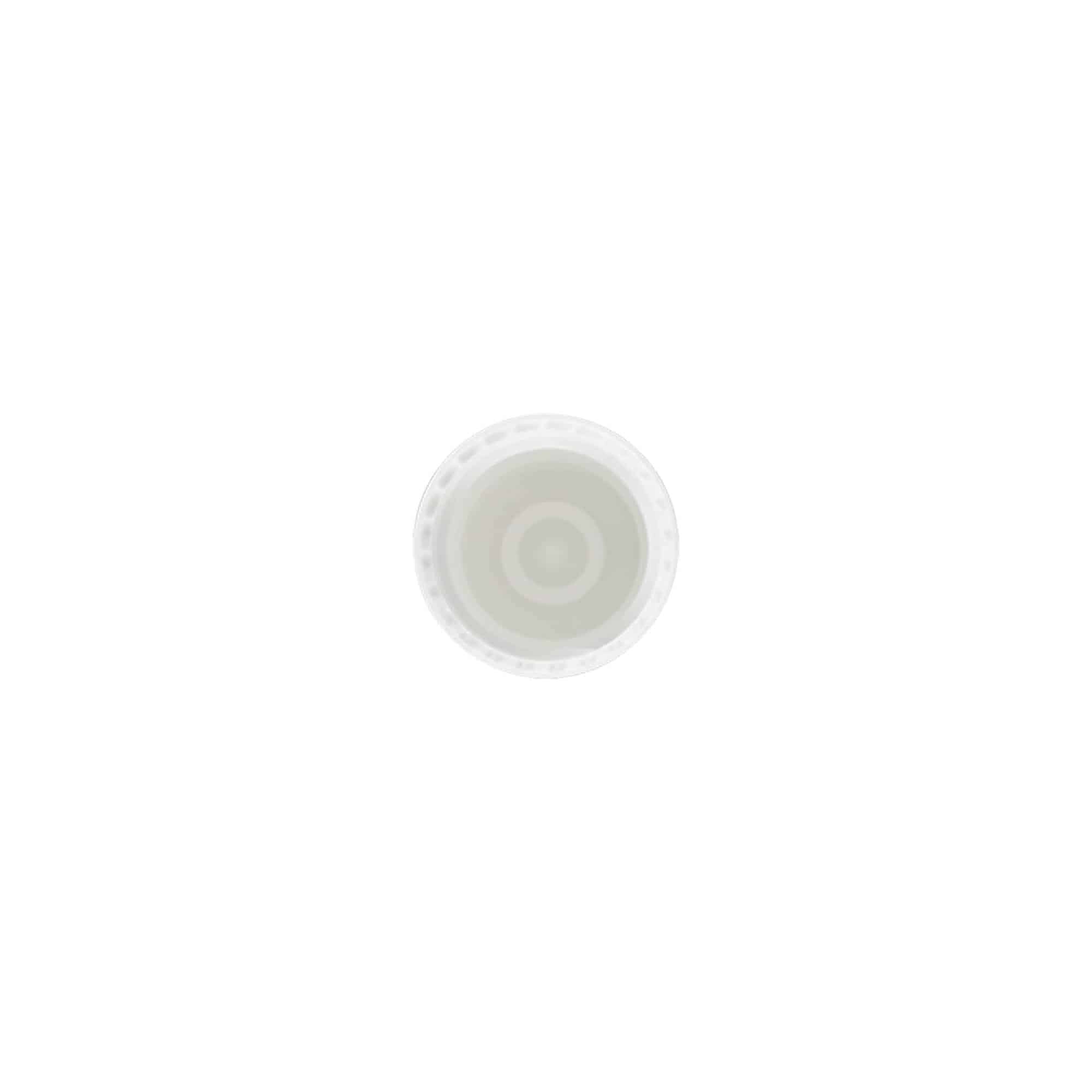 Capac pentru sticluță roll-on de 10 ml, plastic PP, alb, pentru gura: închidere cu filet Capac pentru sticluță roll-on de 10 ml, plastic PP, alb, pentru gura: închidere cu filet