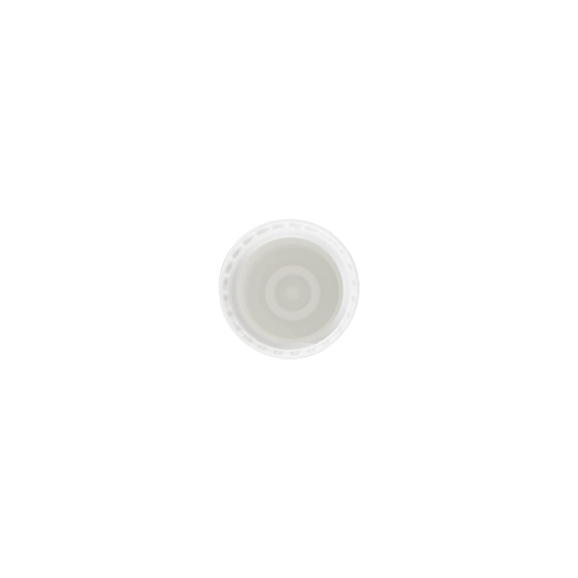 Capac pentru sticluță roll-on de 10 ml, plastic PP, alb, pentru gura: închidere cu filet Capac pentru sticluță roll-on de 10 ml, plastic PP, alb, pentru gura: închidere cu filet