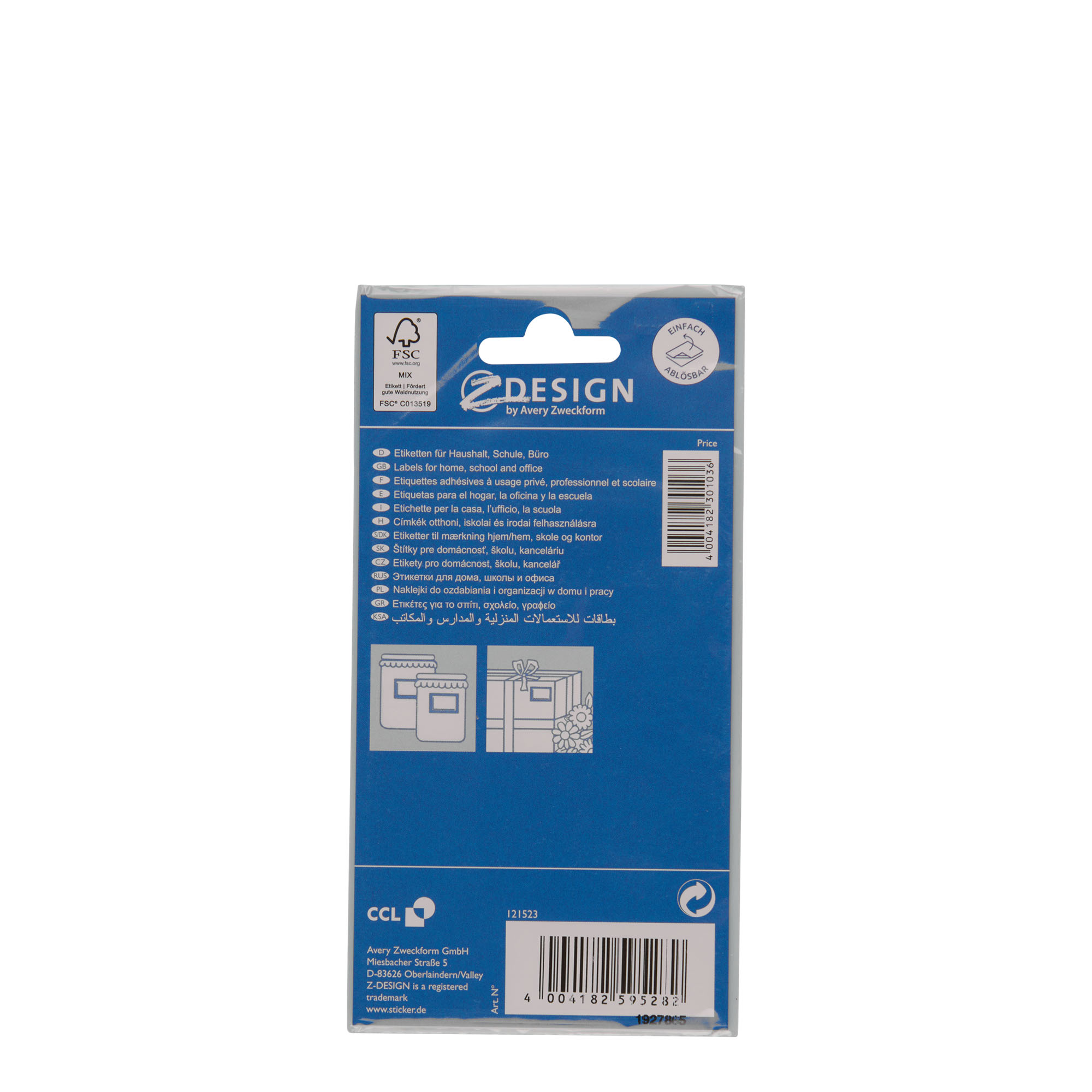 Zweckform etichete „Cadru albastru”, dreptunghiulare, hârtie, alb-albastru