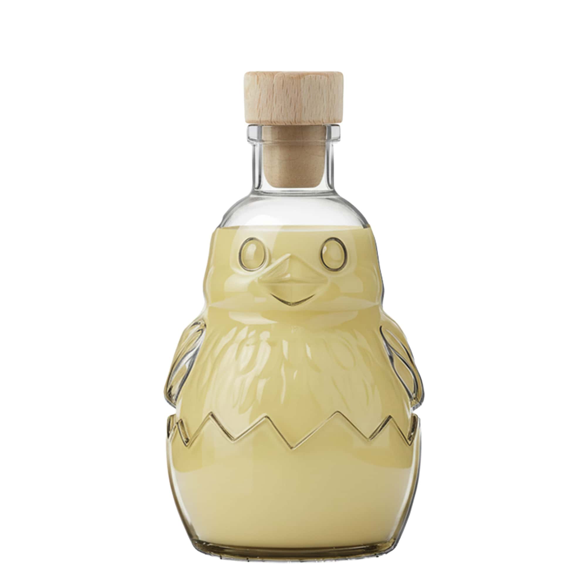 Sticlă de sticlă 200 ml „Pui”, gura: dop de plută