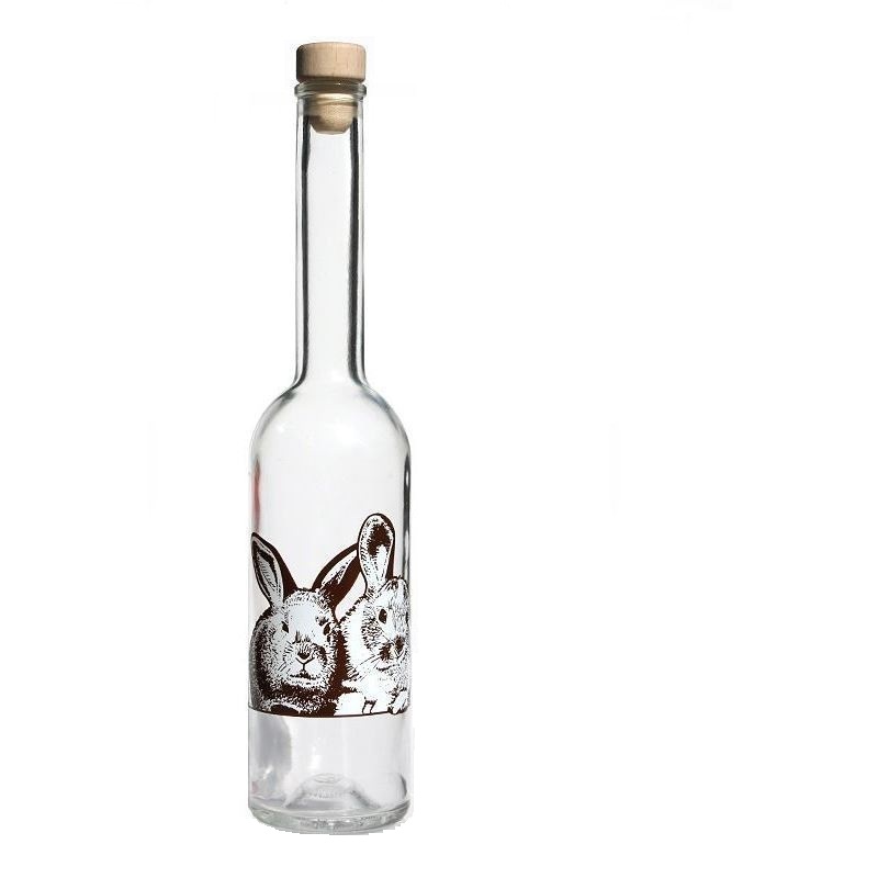 Sticlă de sticlă de 500 ml „Opera”, motiv: iepure, gât: dop Sticlă de sticlă de 500 ml „Opera”, motiv: iepure, gât: dop