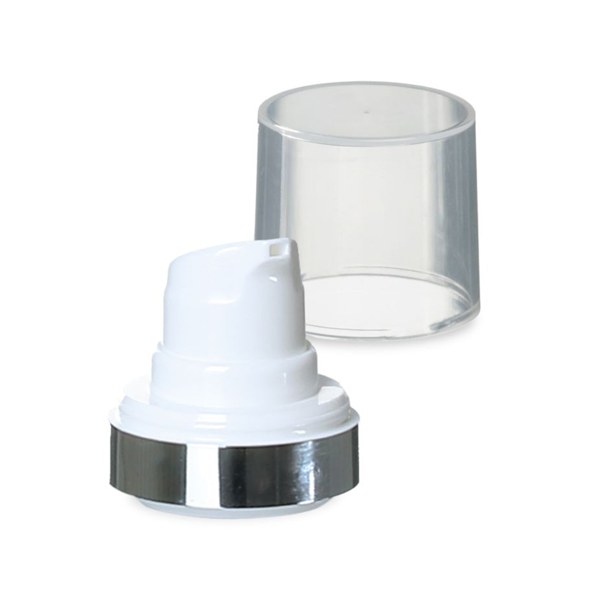 Cap Airless Micro margine argintie + capac de protecție lucios, culoare naturală Cap Airless Micro margine argintie + capac de protecție lucios, culoare naturală