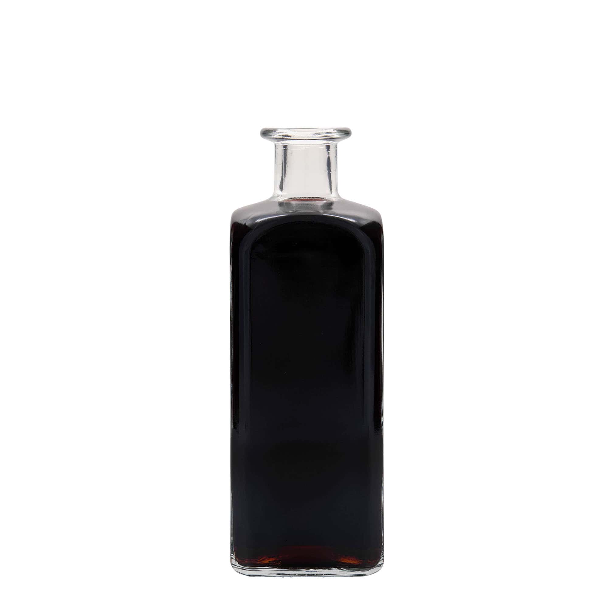 Sticlă de sticlă de 500 ml Apotheker Carré, pătrată, gură: plută