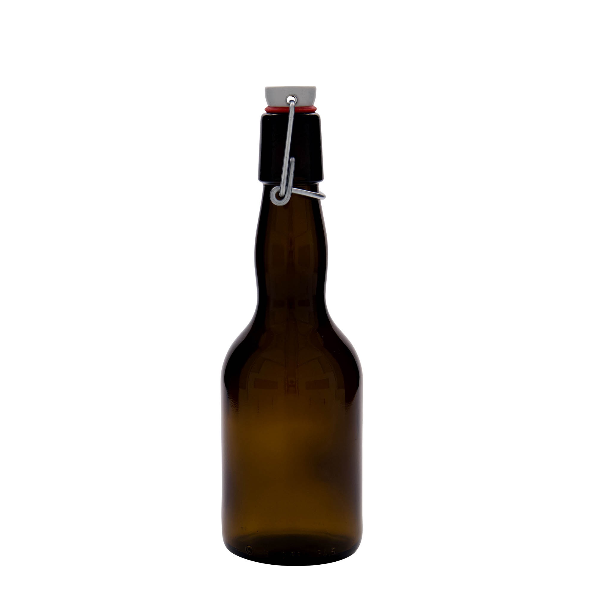 Sticlă de bere 330 ml cu gât îngust, sticlă, maro, deschidere: capac cu clemă Sticlă de bere 330 ml cu gât îngust, sticlă, maro, deschidere: capac cu clemă
