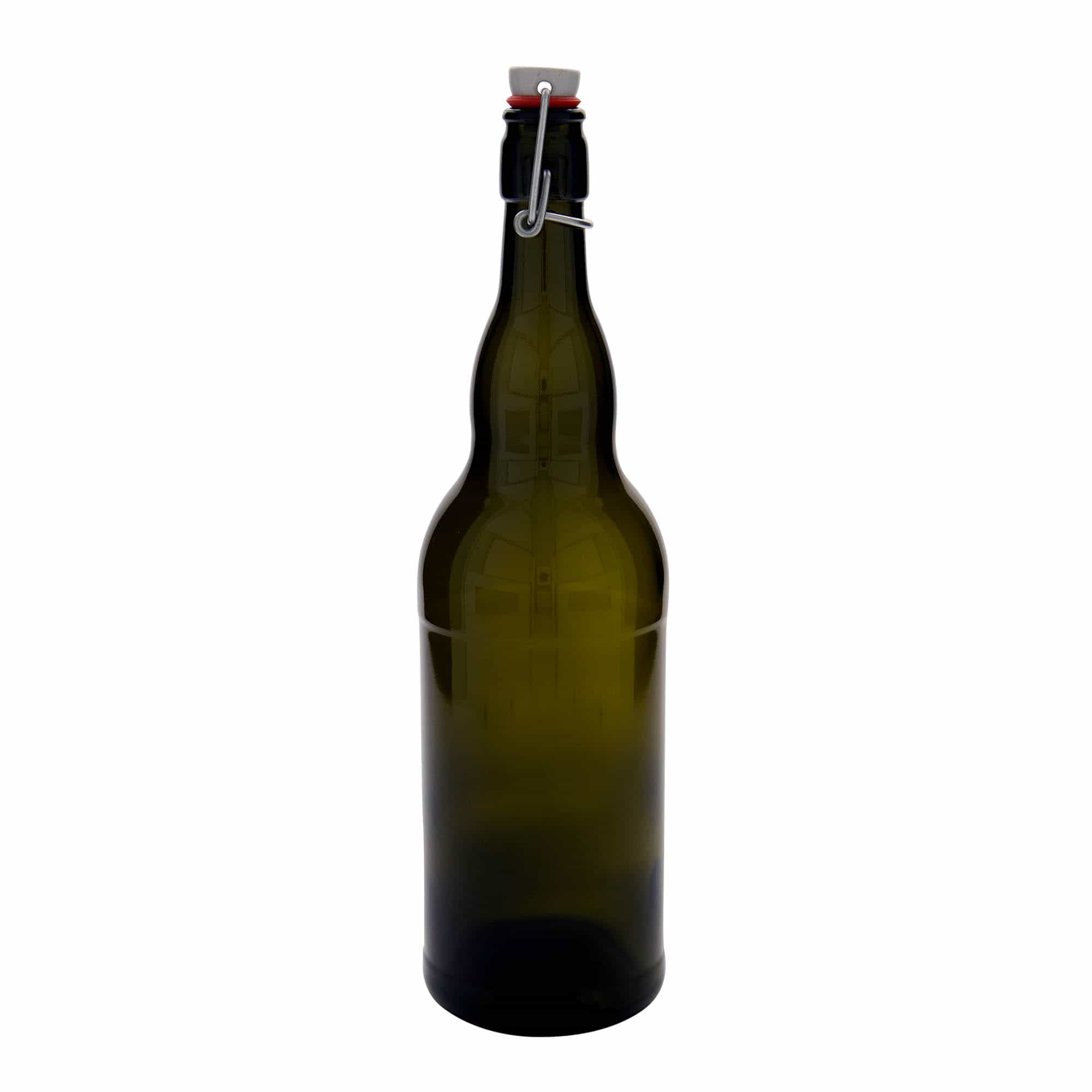 Sticlă de bere 1.000 ml Belgia, sticlă, verde antichizat, gât: închidere cu clemă