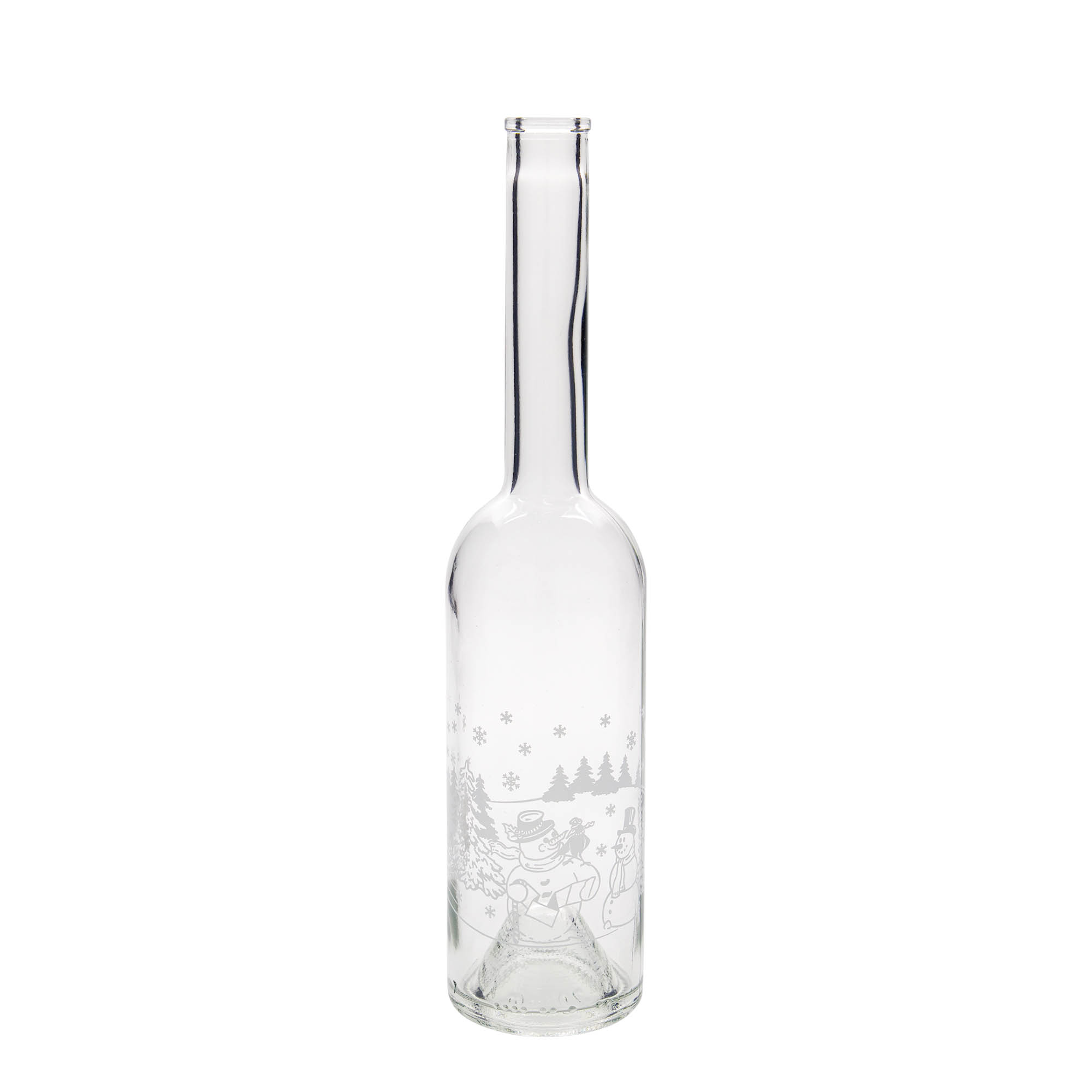 Sticlă de sticlă de 500 ml „Opera”, motiv: sticlă cu om de zăpadă, gât: dop de plută