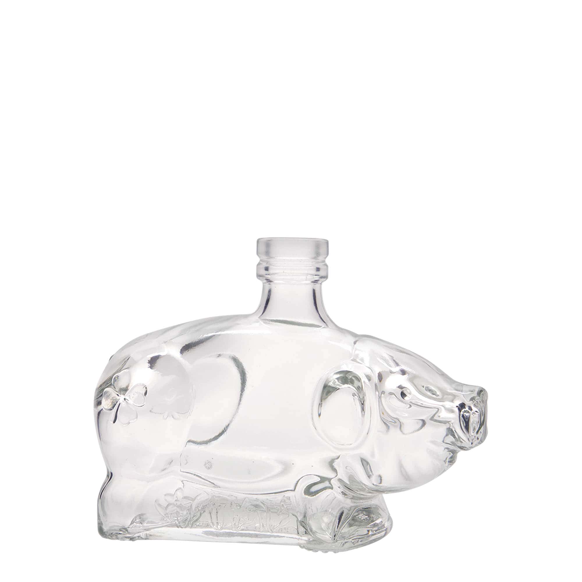 Sticlă de sticlă de 200 ml „Porcușor norocos”, gura: dop de plută
