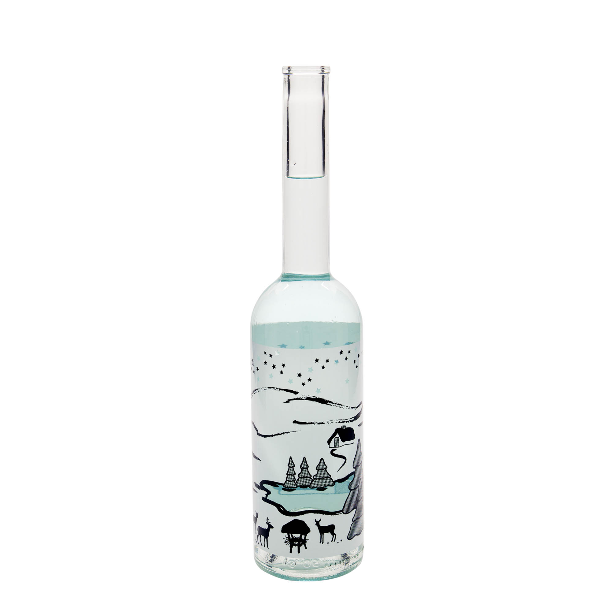 Sticlă de sticlă de 500 ml „Opera”, motiv: Vis de iarnă-Bianco, gât: plută