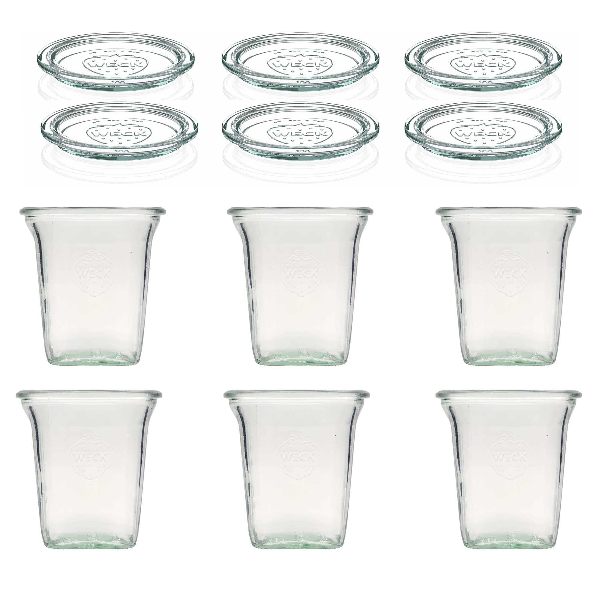 6x 545 ml borcan WECK Quadro cu capac de sticlă RR 100