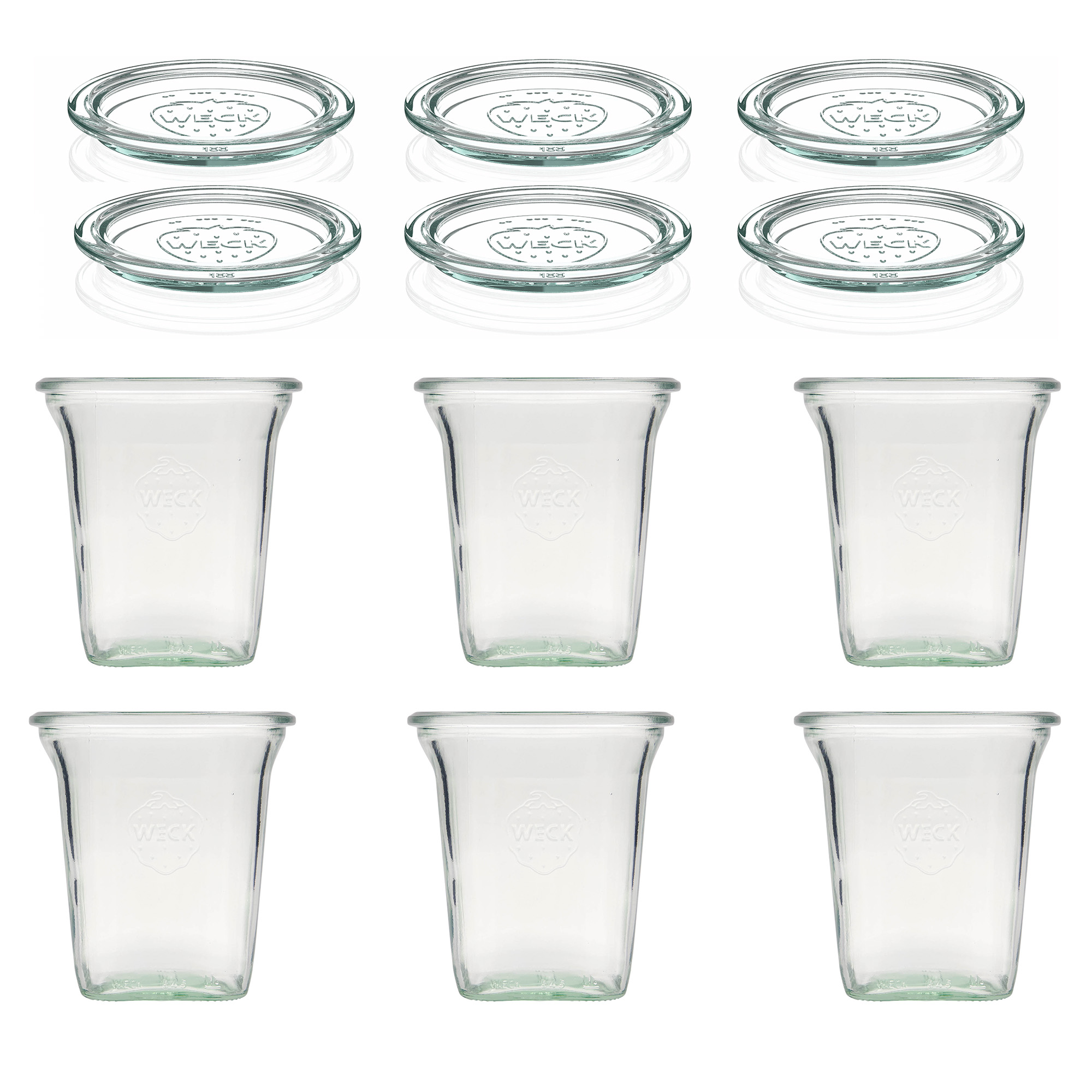 6x 545 ml borcan WECK Quadro cu capac de sticlă RR 100