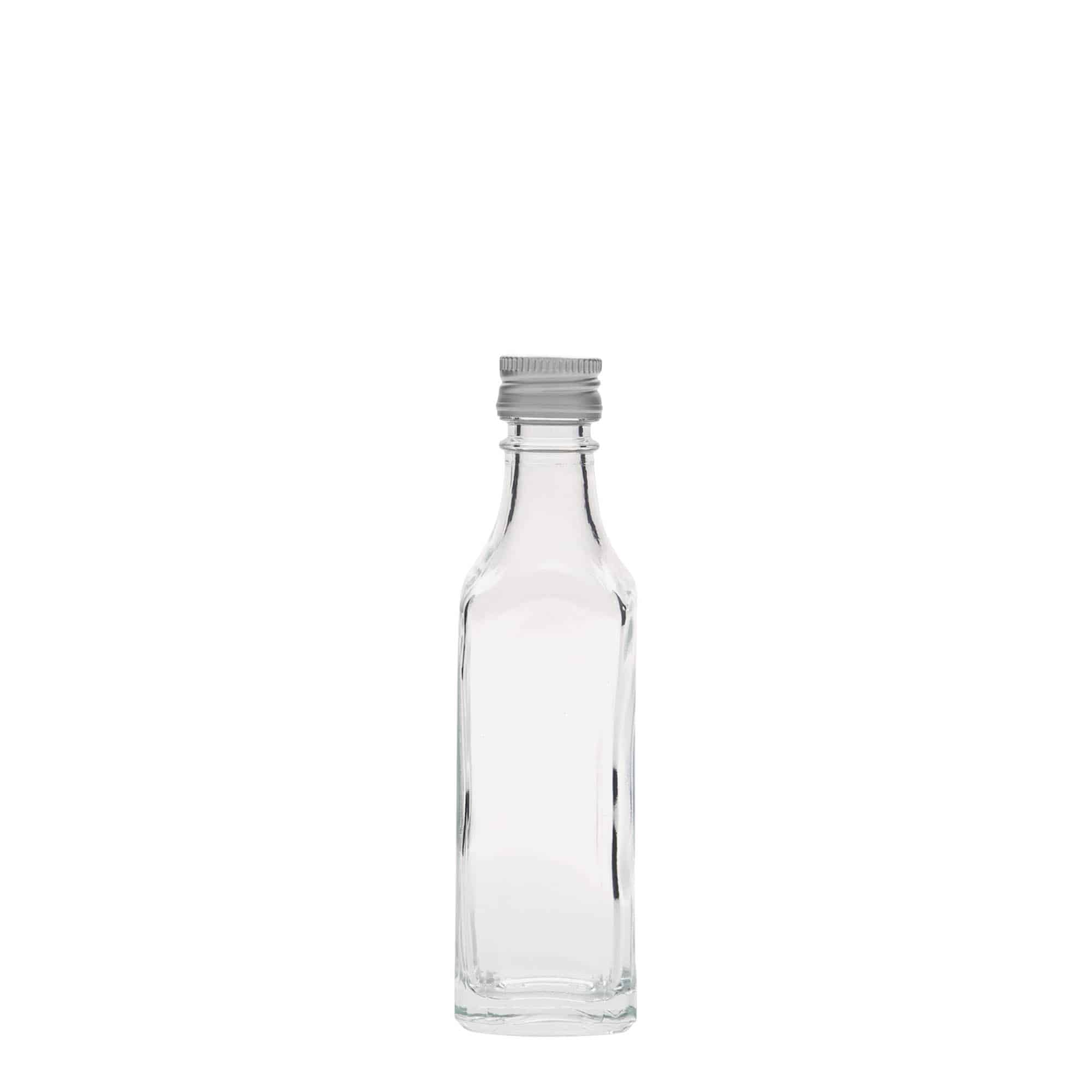 Sticlă de sticlă de 50 ml „Siena”, pătrată, gura: PP 18