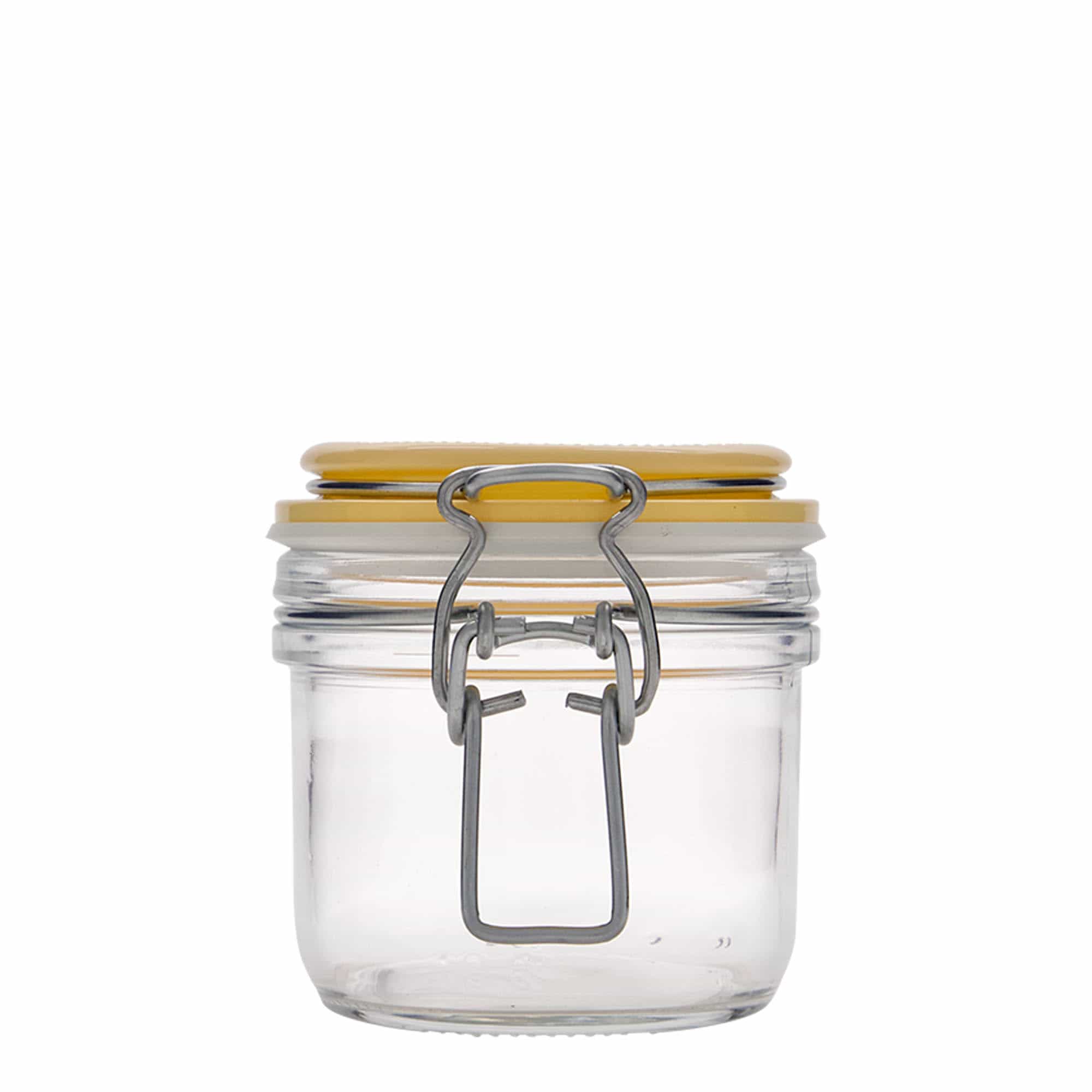 200 ml borcan cu clemă metalică „Fido”, galben, gura: închidere cu clemă metalică