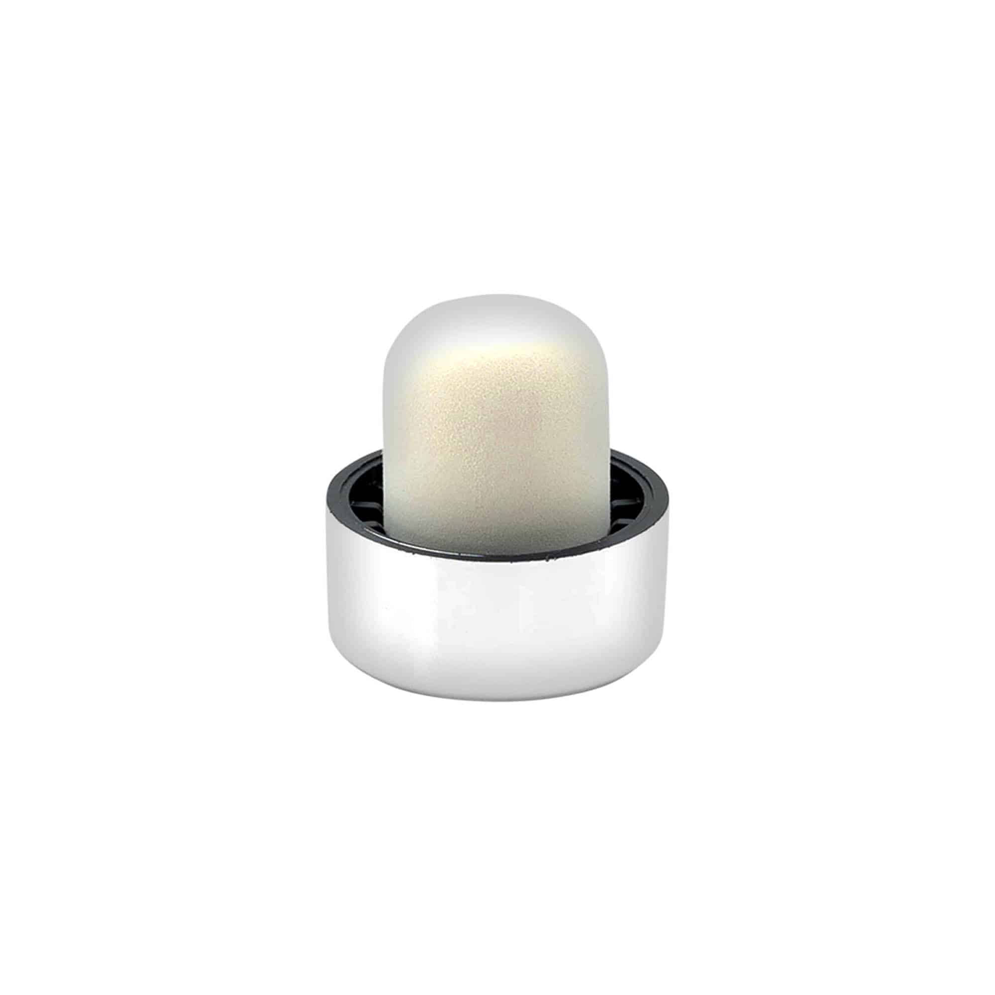 Dop cu mâner 19 mm, plastic, argintiu, pentru gură: dop de plută