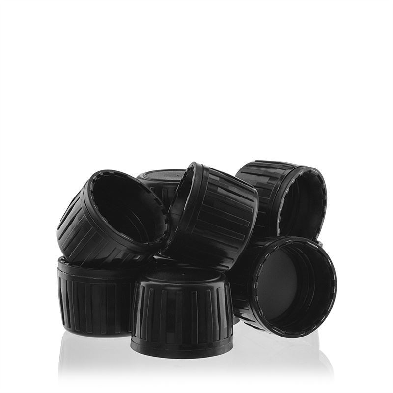 Capac cu filet, original, din plastic PP, negru, pentru gura: DIN 28