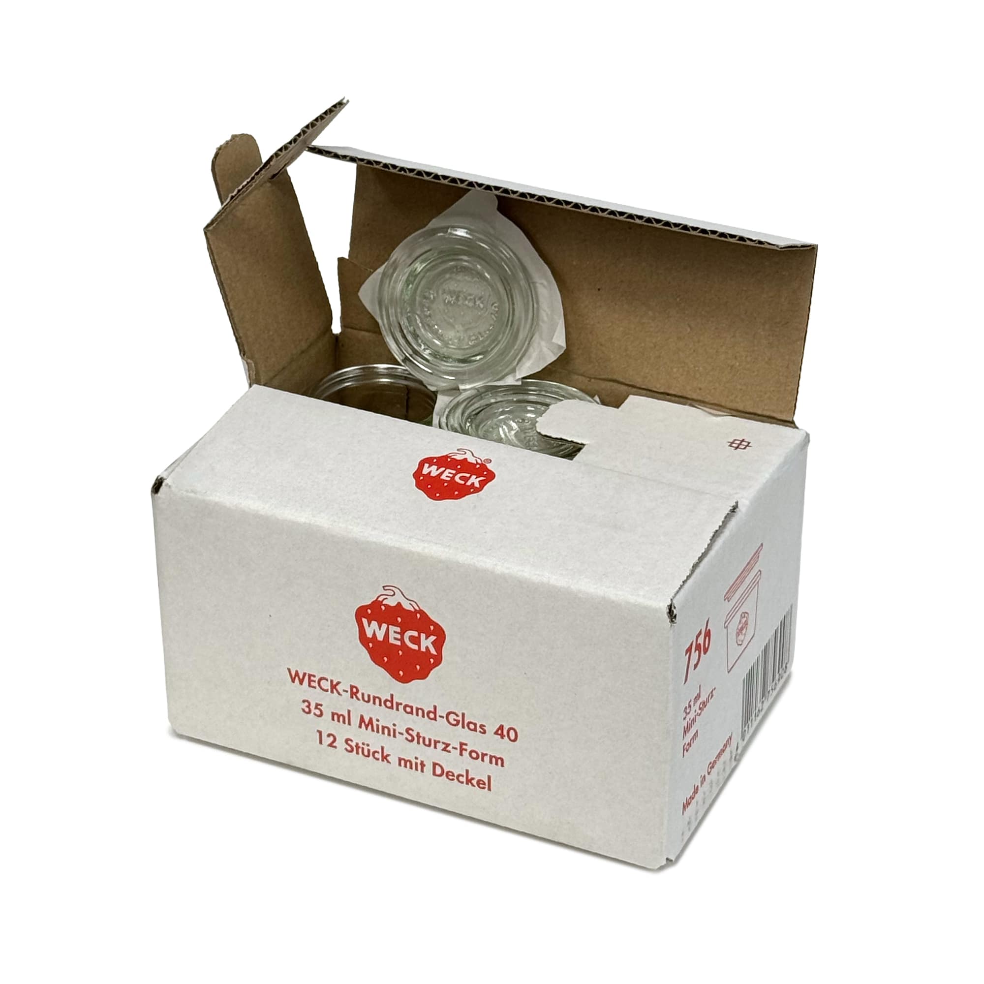 12x 35 ml borcan WECK cu gura largă cu capac de sticlă RR 40