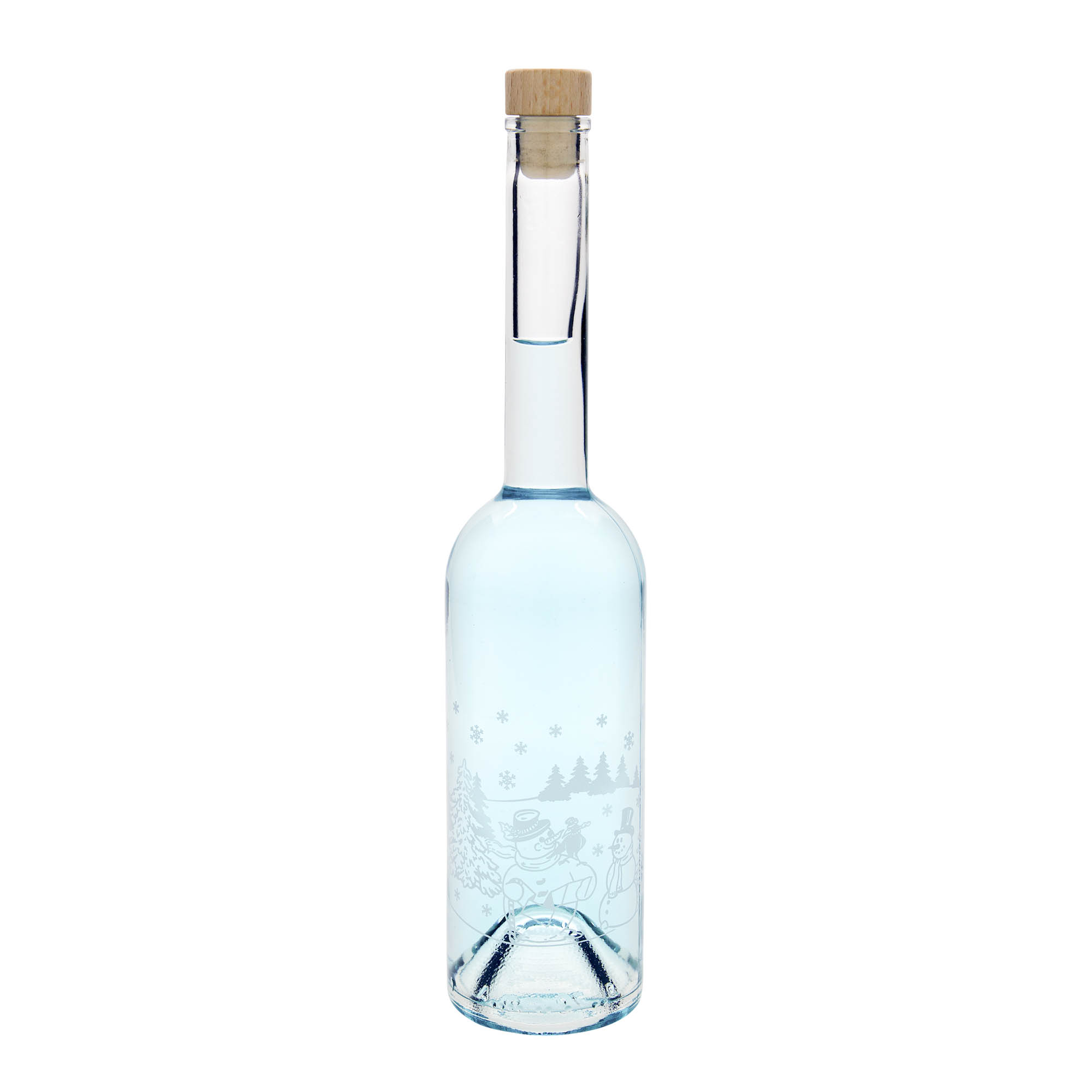 Sticlă de sticlă de 500 ml „Opera”, motiv: sticlă cu om de zăpadă, gât: dop de plută