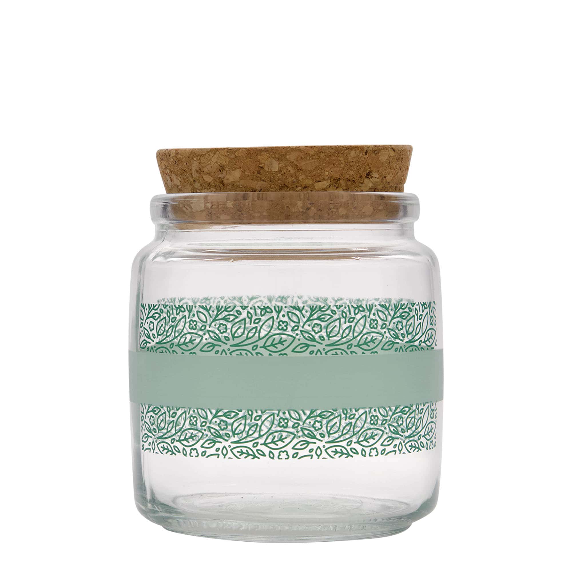 750 ml sticlă cu dop de plută 'Giara', motiv: Naturalmente verde, gura: plută