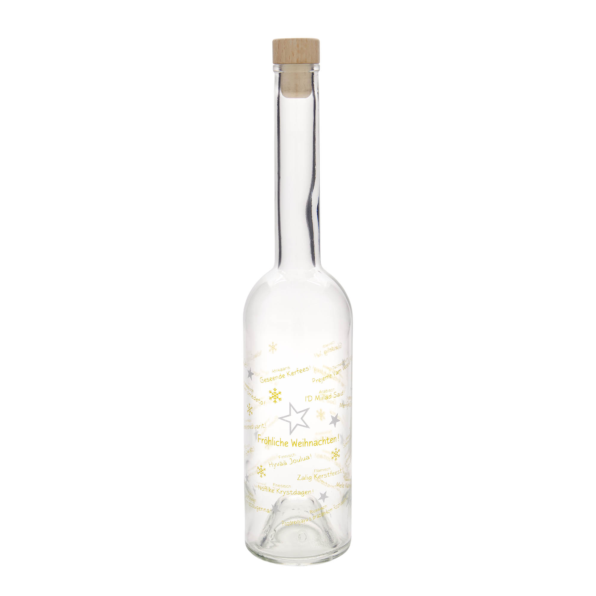 Sticlă de sticlă de 500 ml „Opera”, motiv: Crăciunul în lume, gura: dop Sticlă de sticlă de 500 ml „Opera”, motiv: Crăciunul în lume, gura: dop