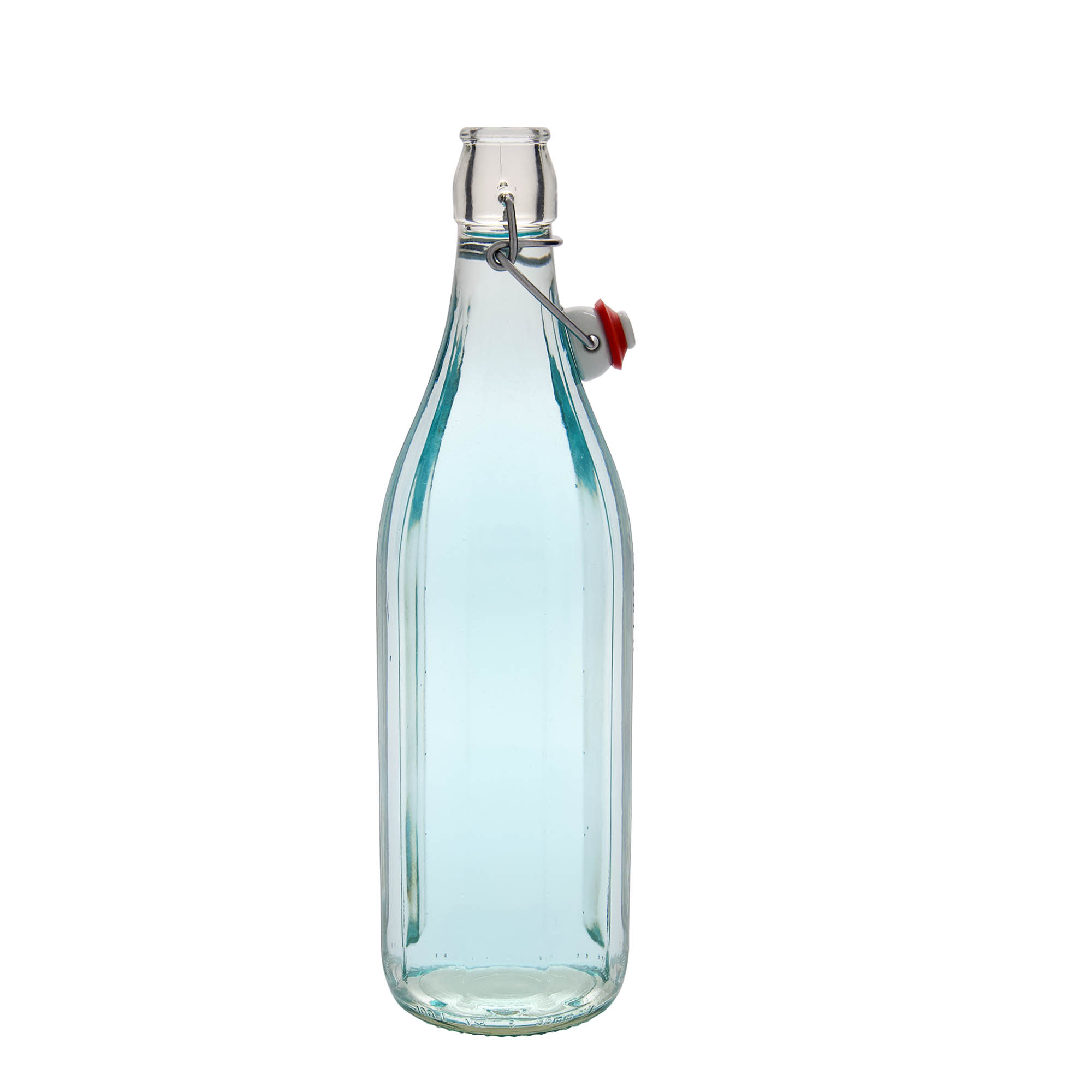 Sticlă de sticlă 1.000 ml „Bravo”, cu zece colțuri, gură: închidere cu clemă