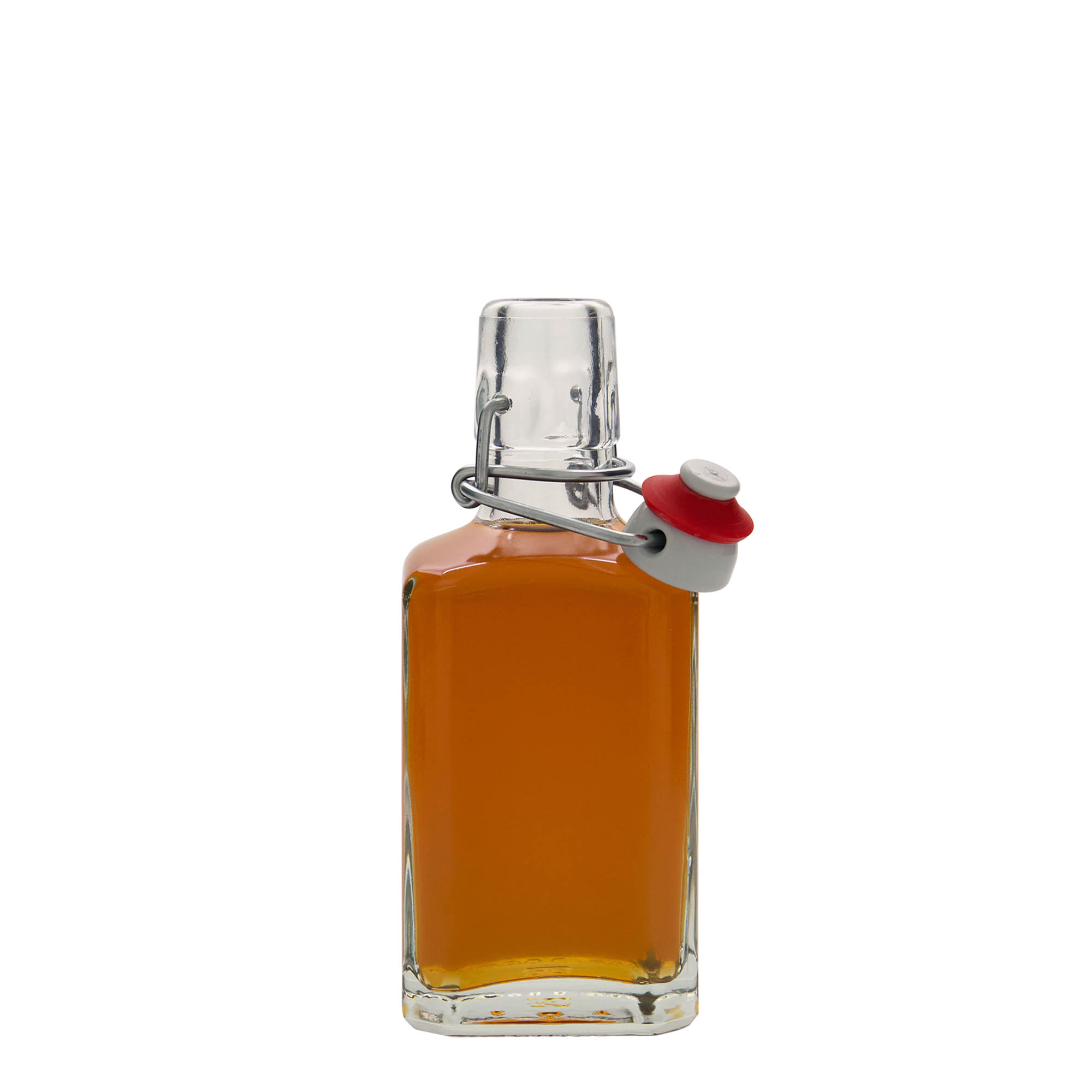 Sticlă de sticlă de 250 ml „Rialto”, pătrată, gura: închidere cu clemă
