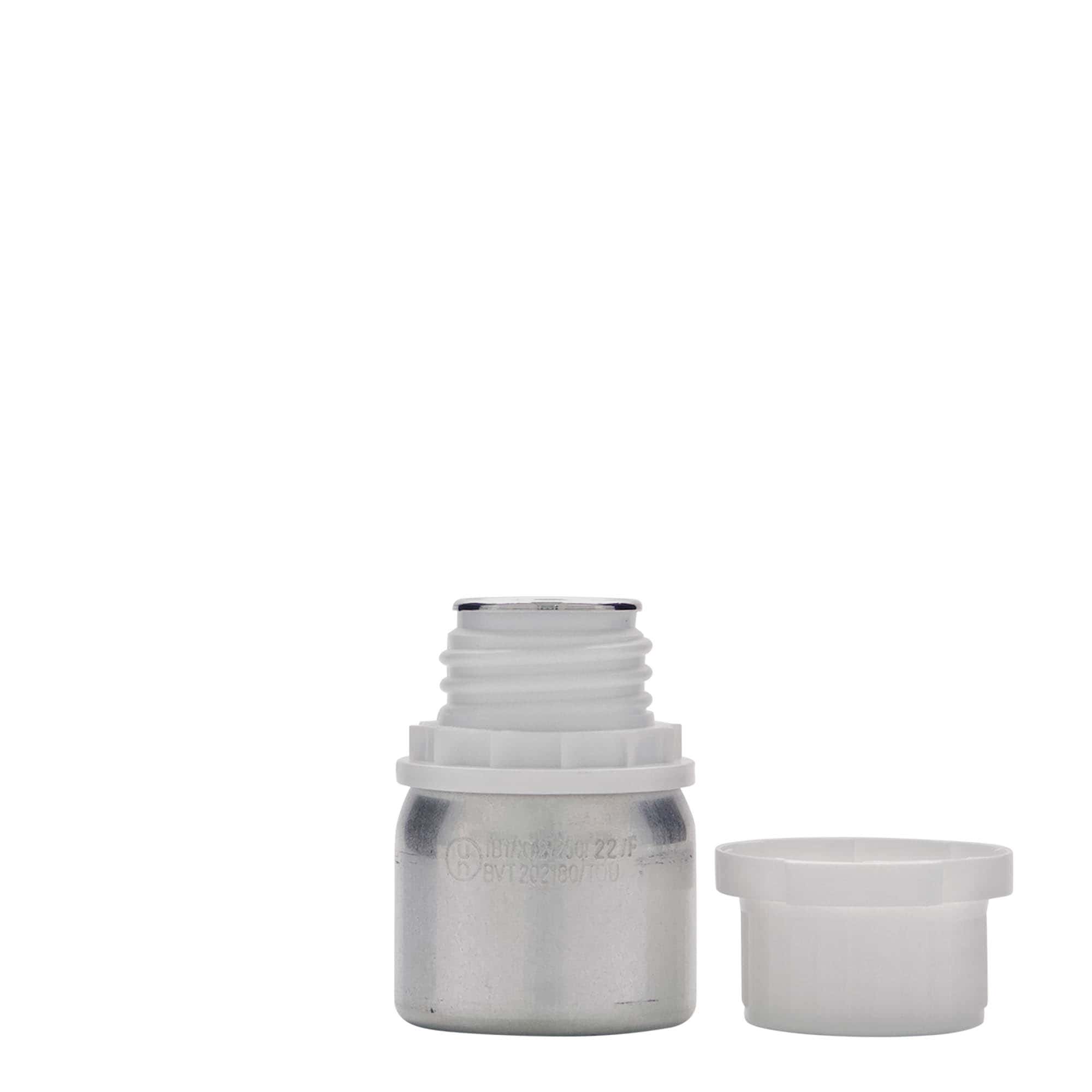 Flacon de aluminiu de 50 ml, metal, argintiu, gură: DIN 32