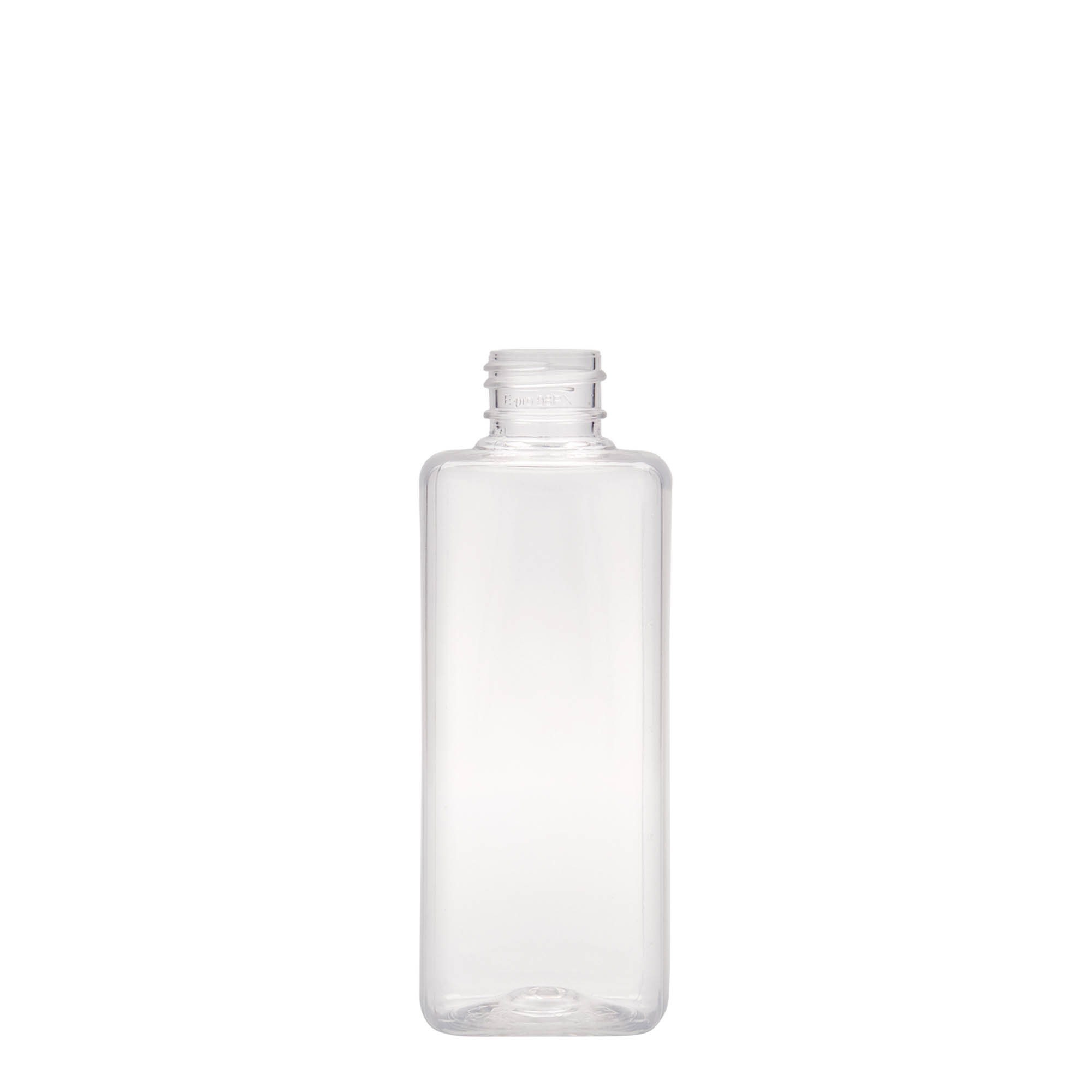 Sticlă PET de 200 ml „Karl”, pătrată, din plastic, gât: 24/410 Sticlă PET de 200 ml „Karl”, pătrată, din plastic, gât: 24/410
