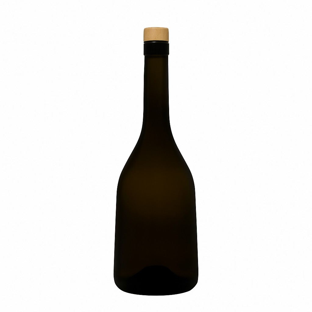 Sticlă de sticlă de 750 ml „Rustica”, verde antic, gura: dop