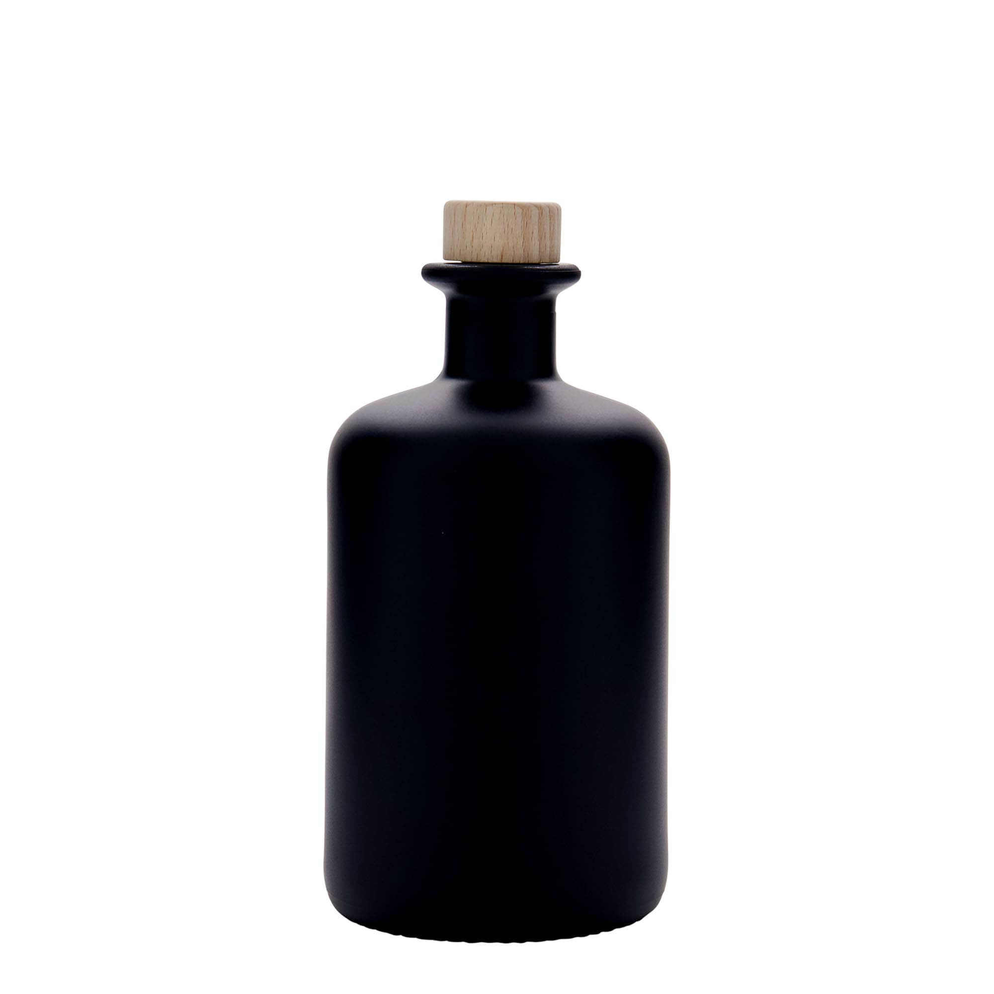 Sticlă de 500 ml pentru farmacist, neagră, gura: dop de plută