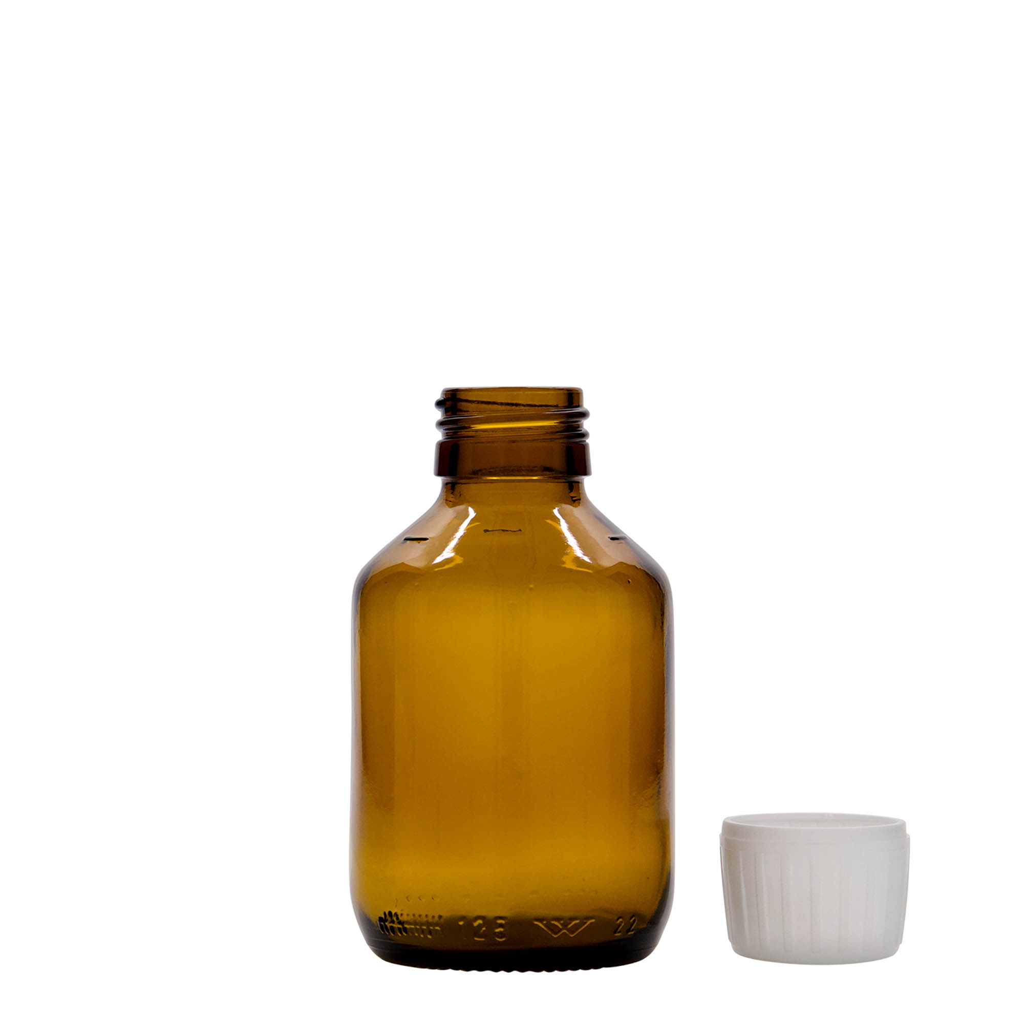 125 ml sticlă medicală, maro, sticlă, gura: PP 28 125 ml sticlă medicală, maro, sticlă, gura: PP 28