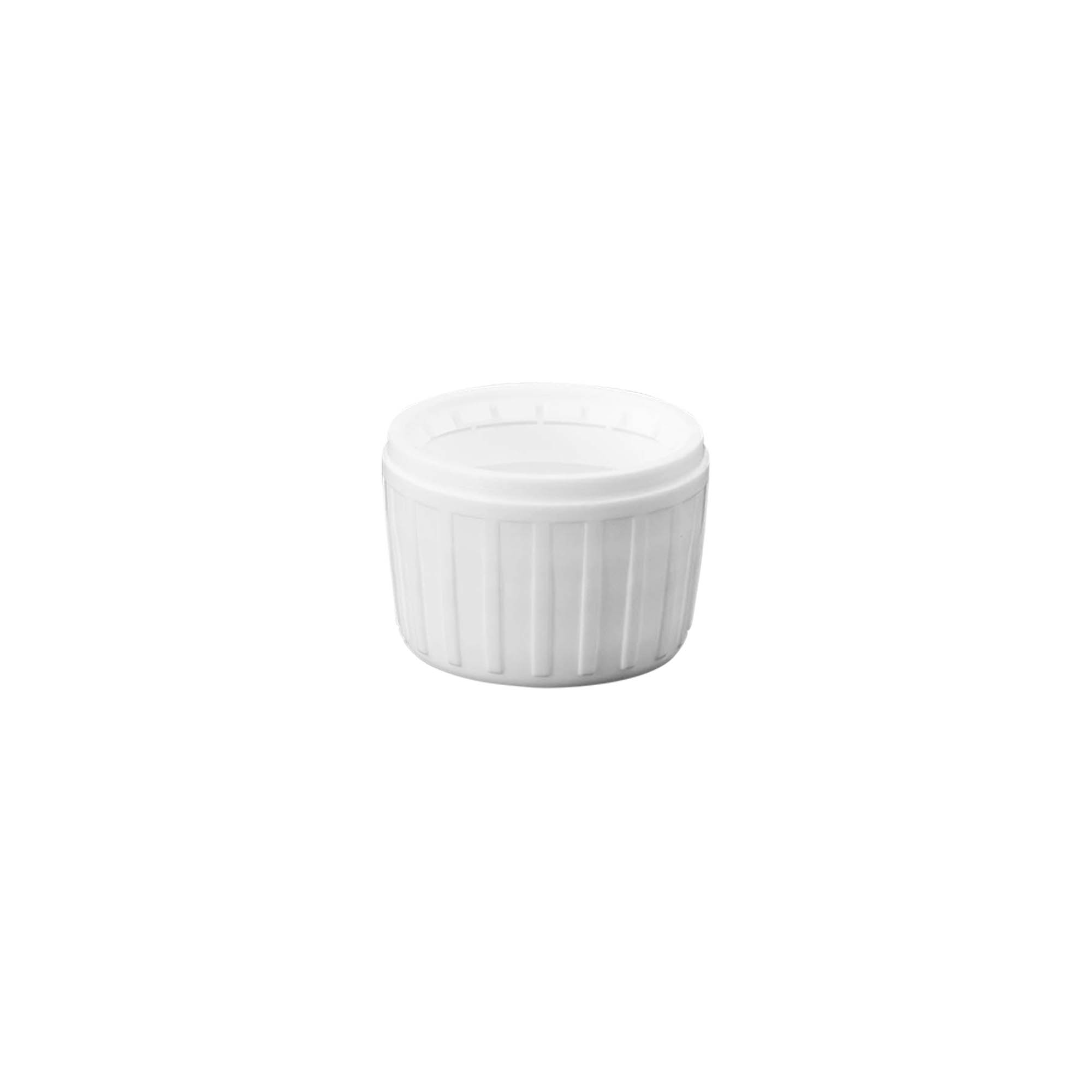Capac cu filet, plastic PP, alb, pentru gura: PP 28 Capac cu filet, plastic PP, alb, pentru gura: PP 28