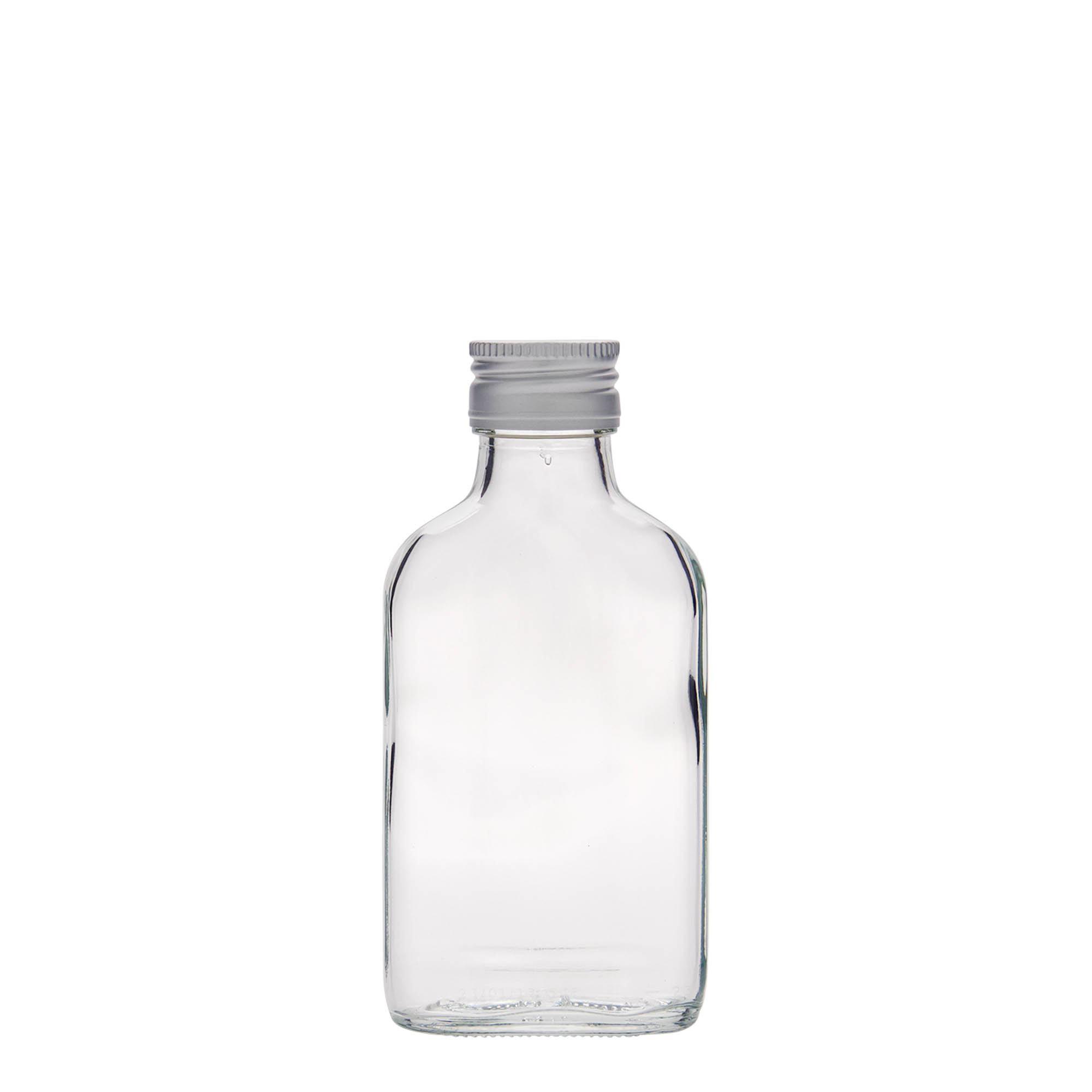 Sticluță de buzunar 100 ml, dreptunghiulară, sticlă, gura: PP 28