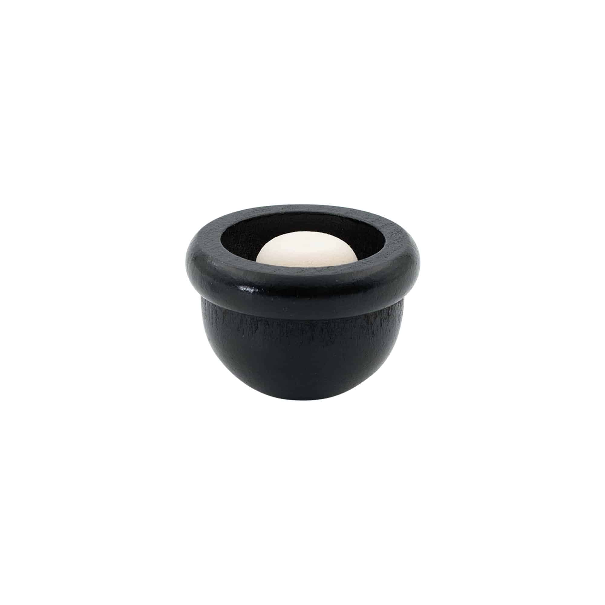 Dop cu mâner 19 mm „Pepene”, lemn/PE, negru, pentru gură: dop