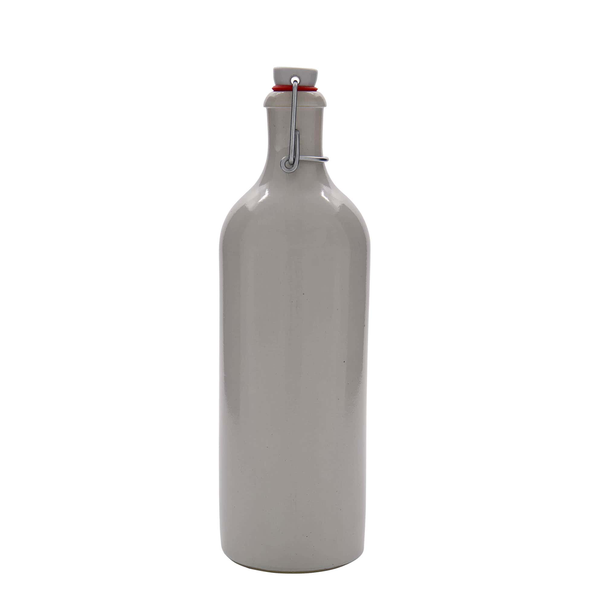 750 ml ulcior de lut, ceramică, alb, gura: capac cu clemă