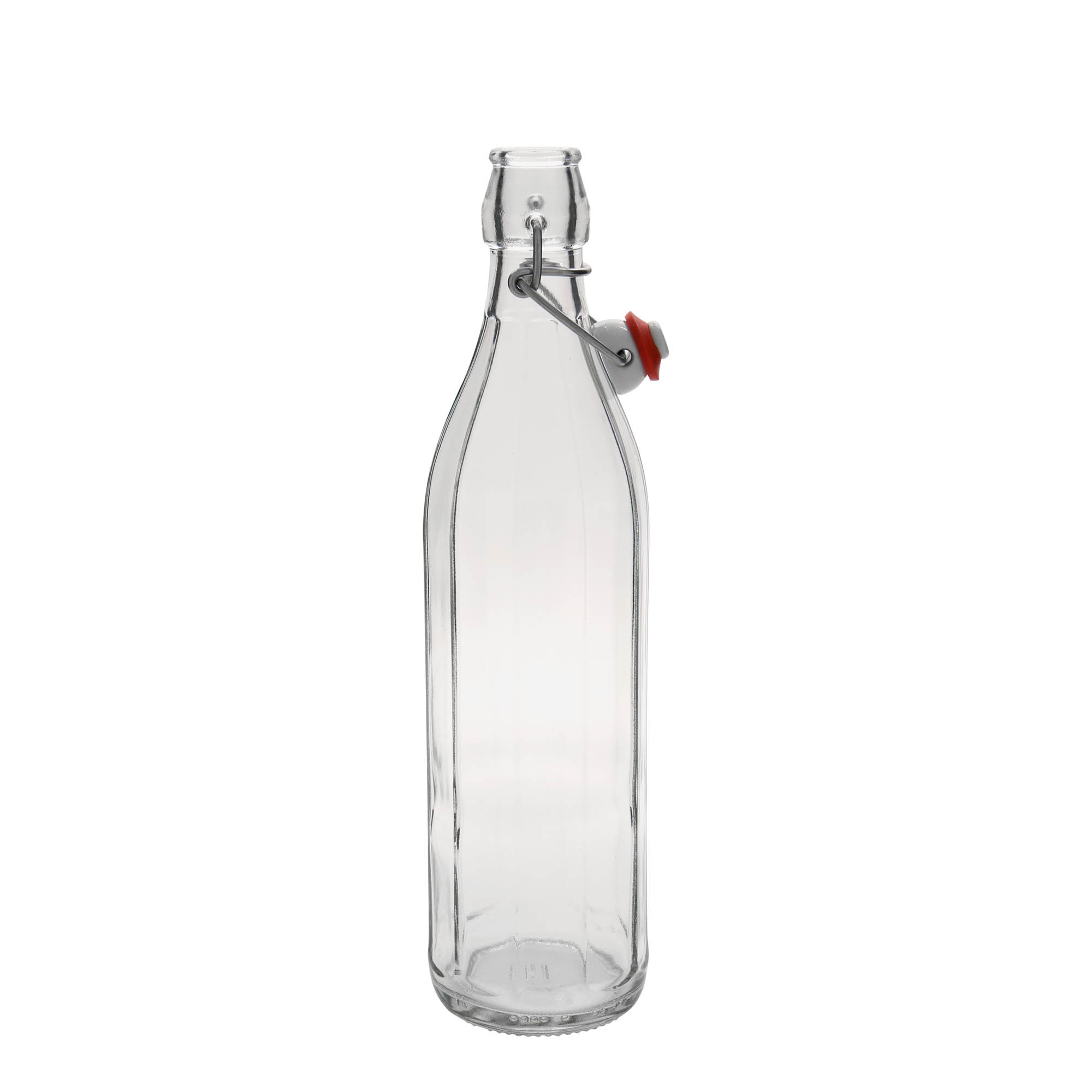 Sticlă de sticlă de 750 ml „Bravo”, cu zece colțuri, gât: închidere cu clemă