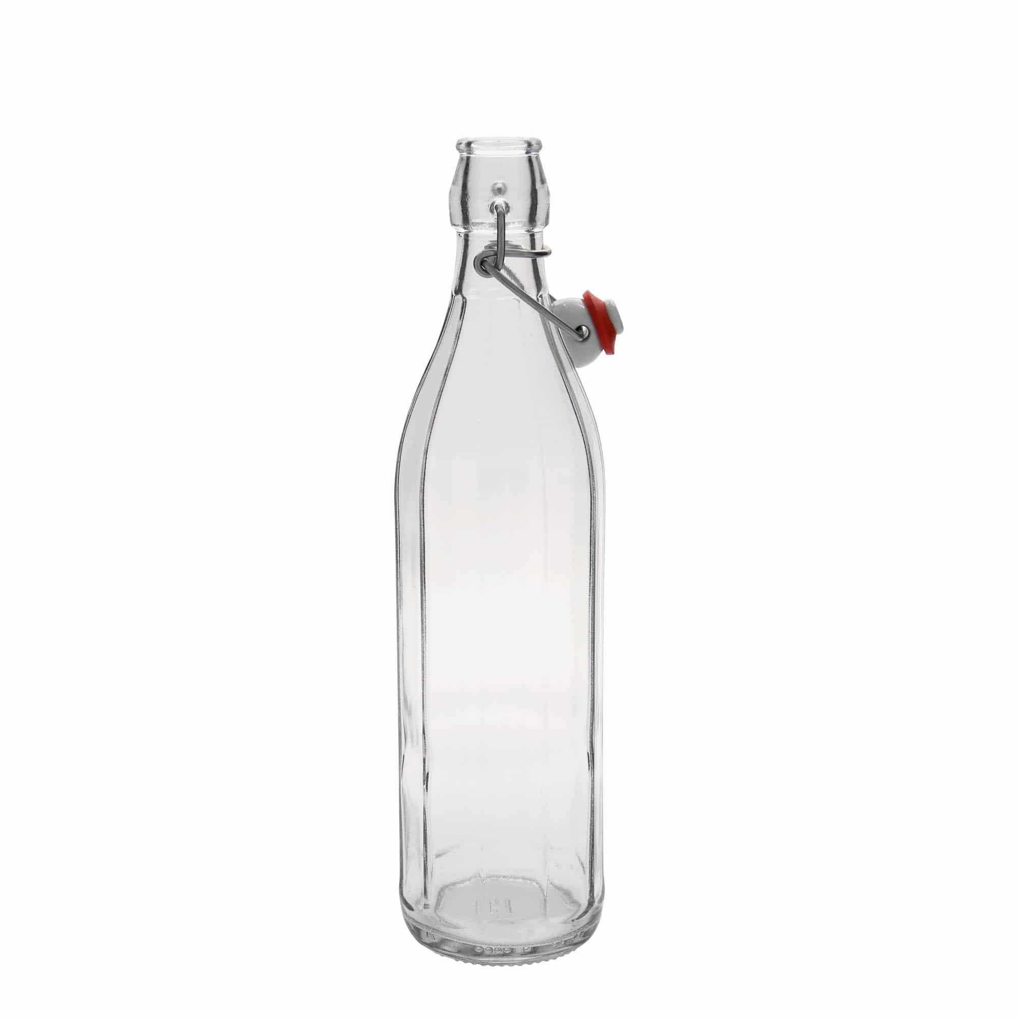 Sticlă de sticlă de 750 ml „Bravo”, cu zece colțuri, gât: închidere cu clemă