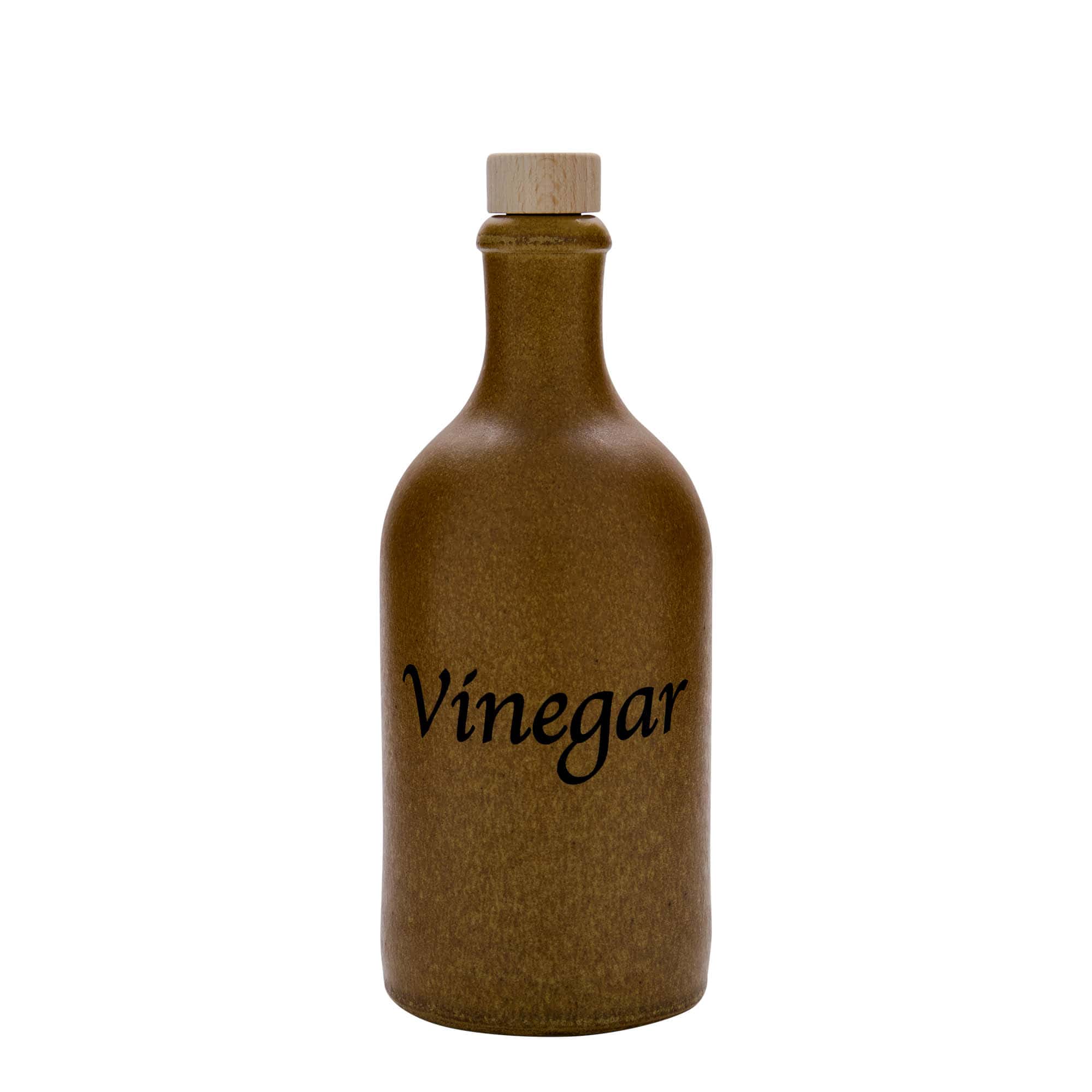 500 ml ulcior de ceramică, motiv: Oțet, ceramică fină, maro-cristal, gură: dop de plută