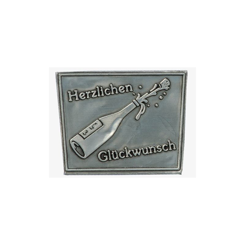 Etichetă de tablă „Felicitări”, trapez, metal, argintiu